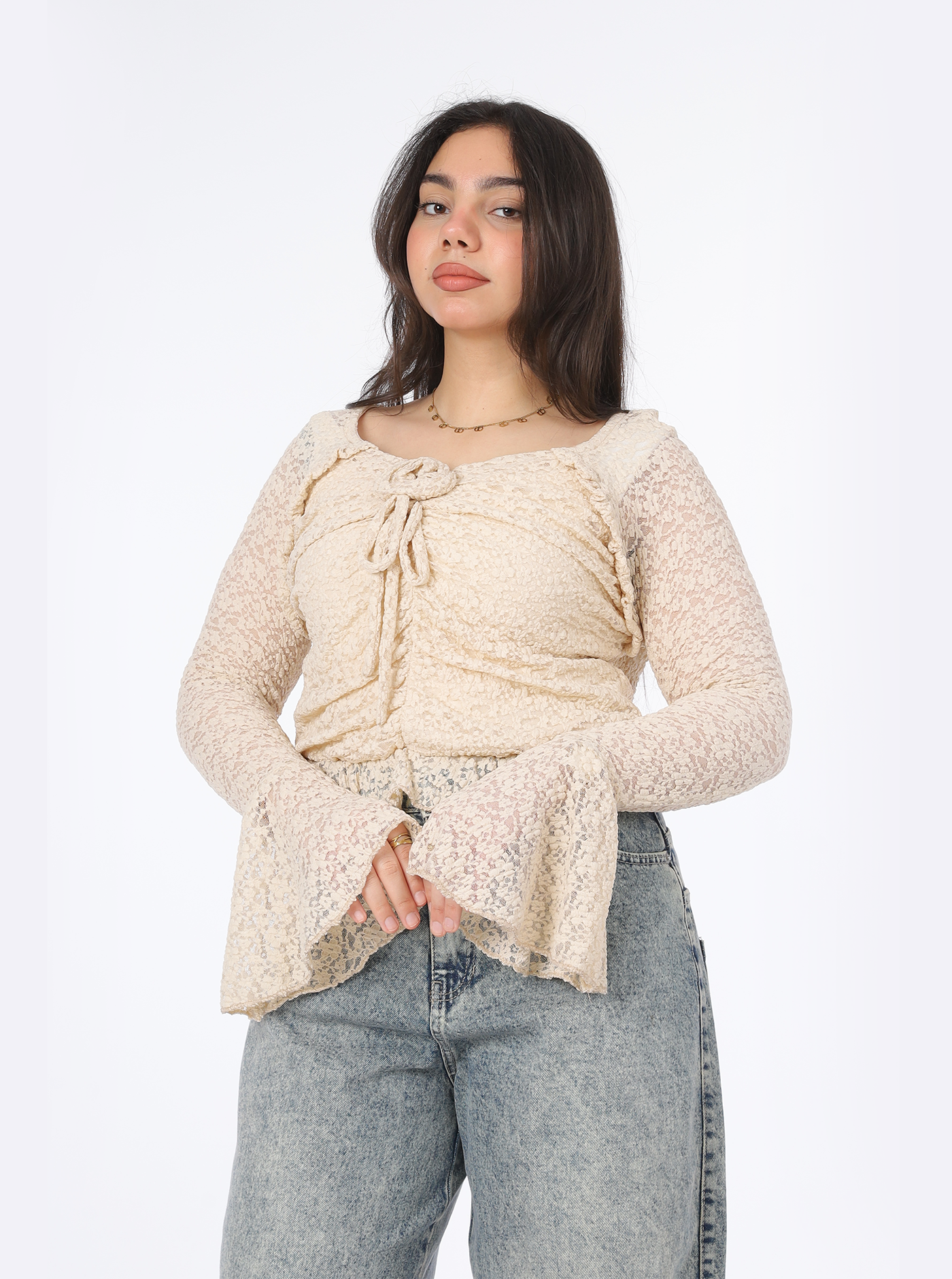Square Neck Lace Blouse 788587