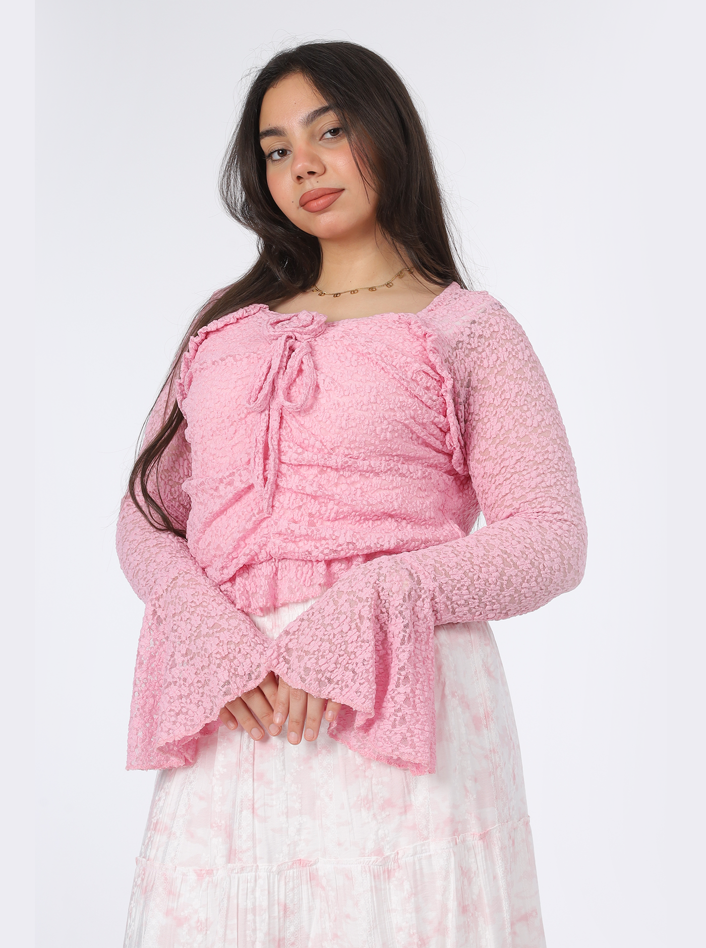 Square Neck Lace Blouse 788587