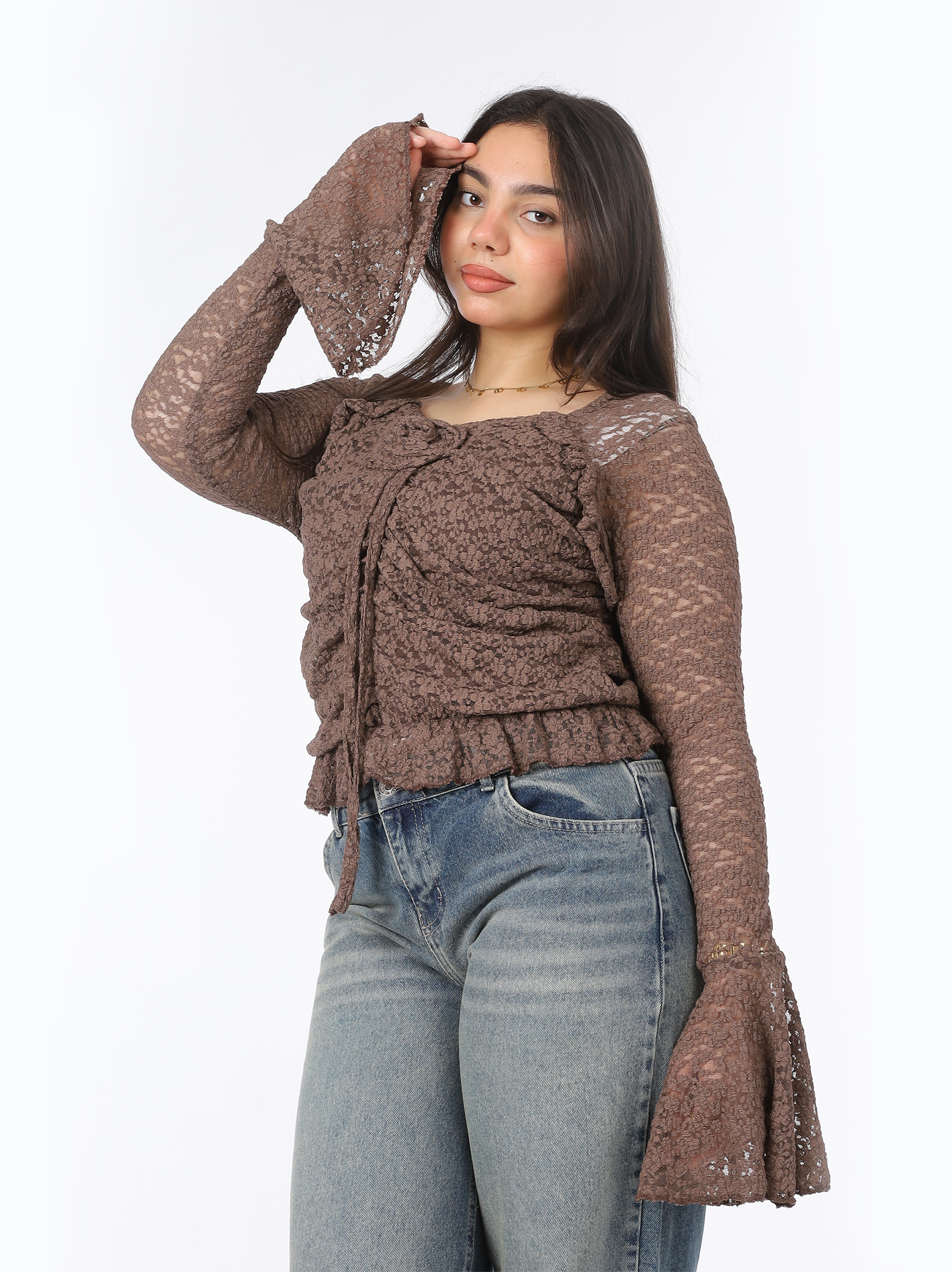 Square Neck Lace Blouse 788587