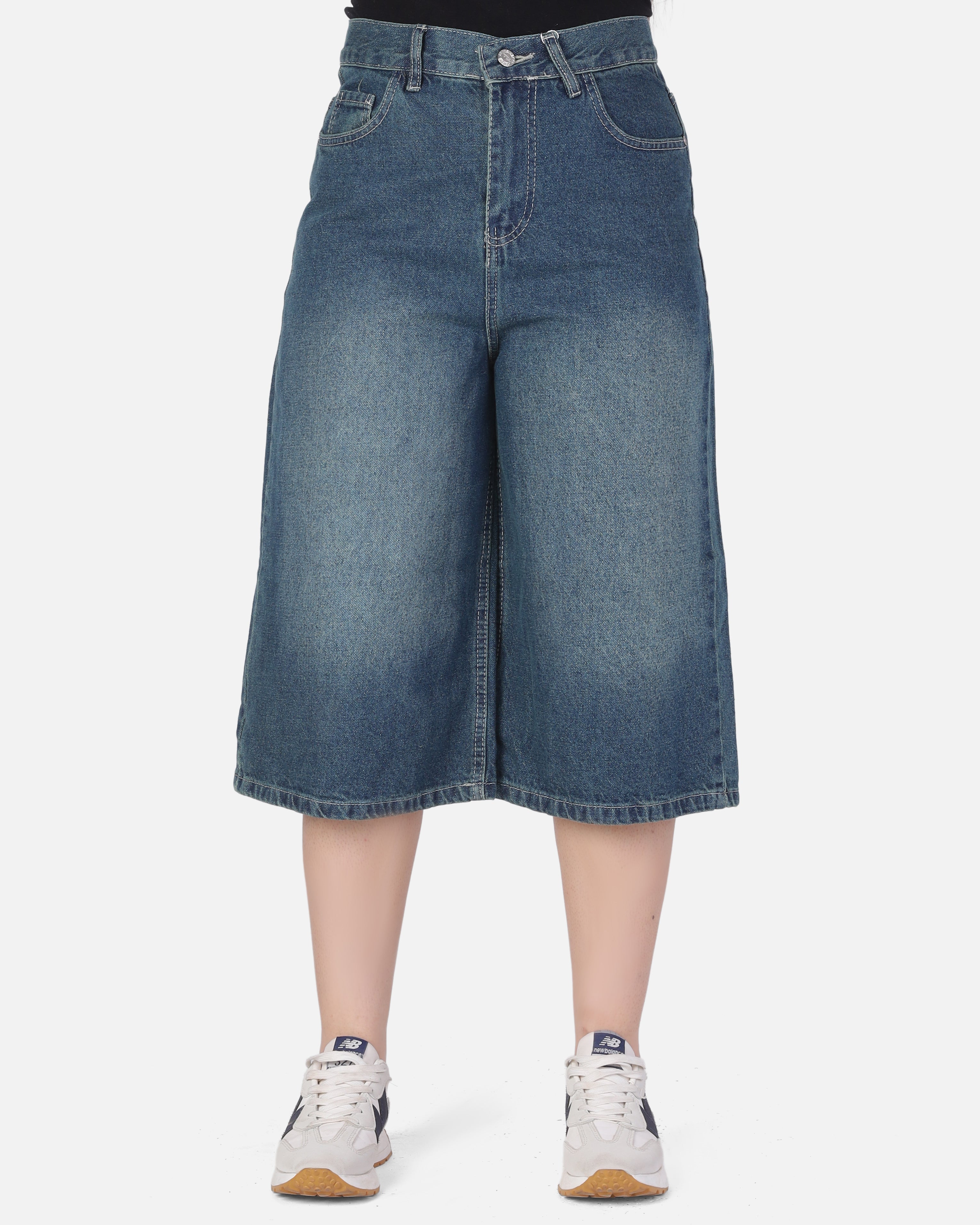 Knee-Length Denim Shorts 9520119