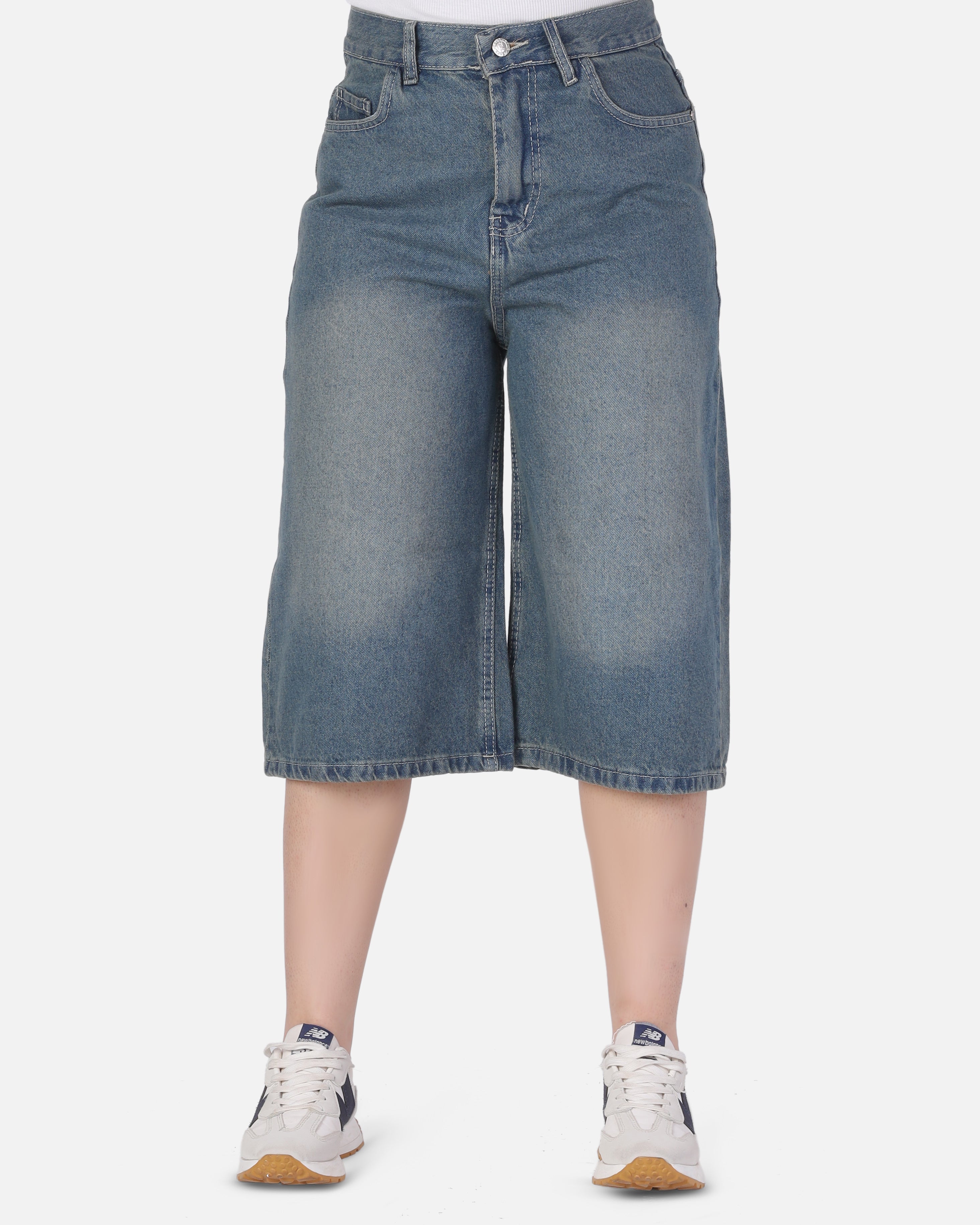 Knee-Length Denim Shorts 9520119