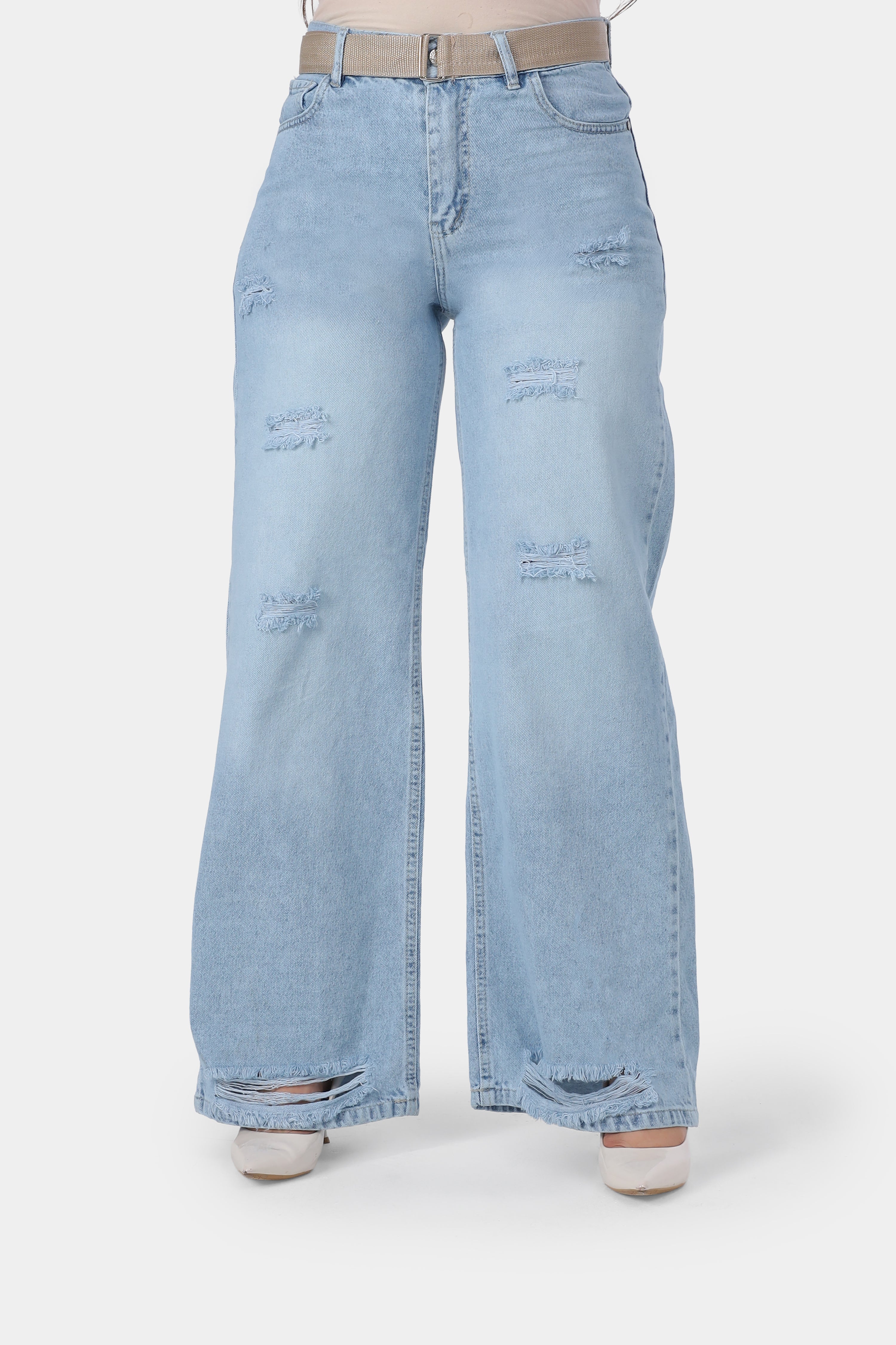 Wide Leg Pants with Cutting Details 952996
