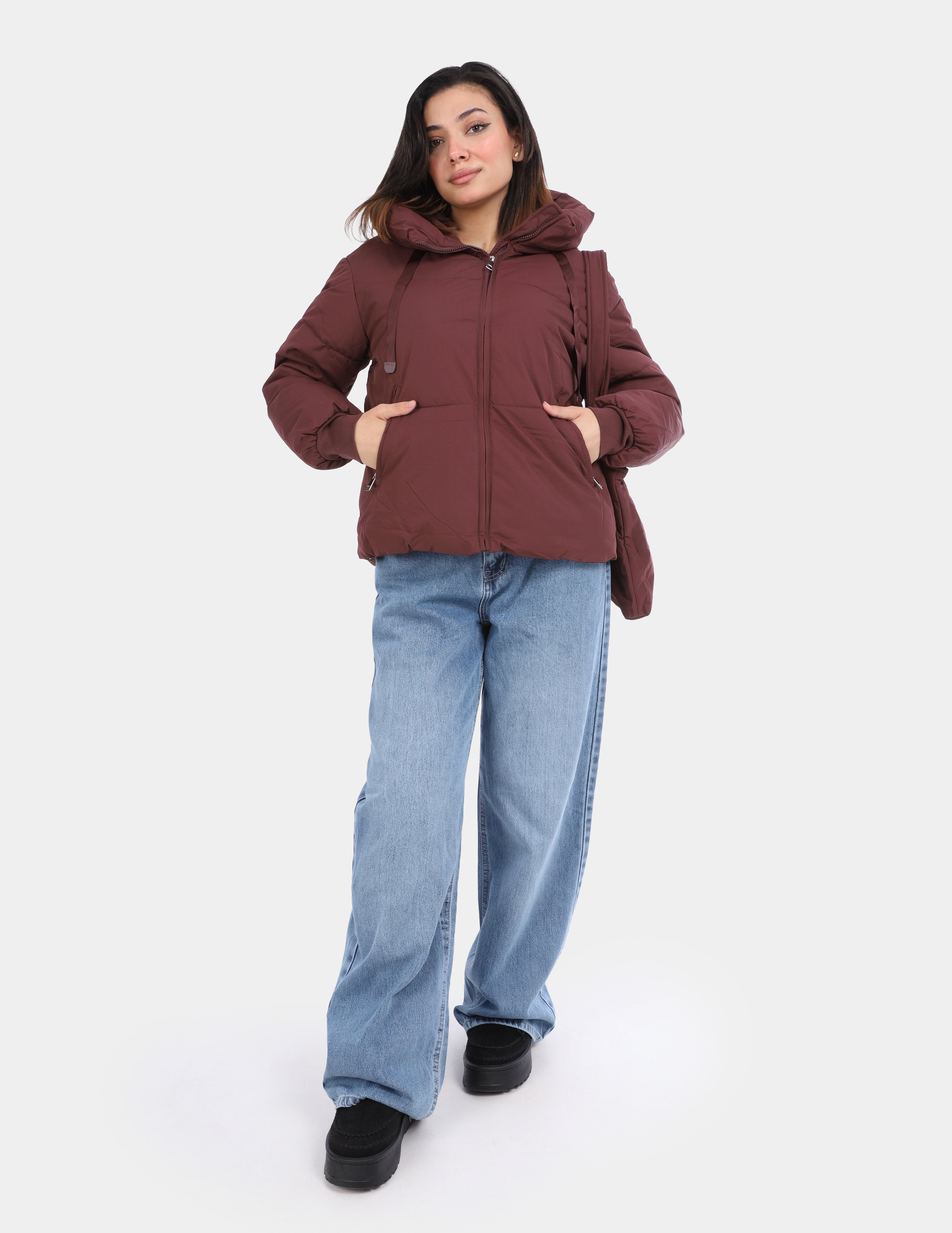 Waterproof Puffer Jacket with Matching Tote Bag w17542589