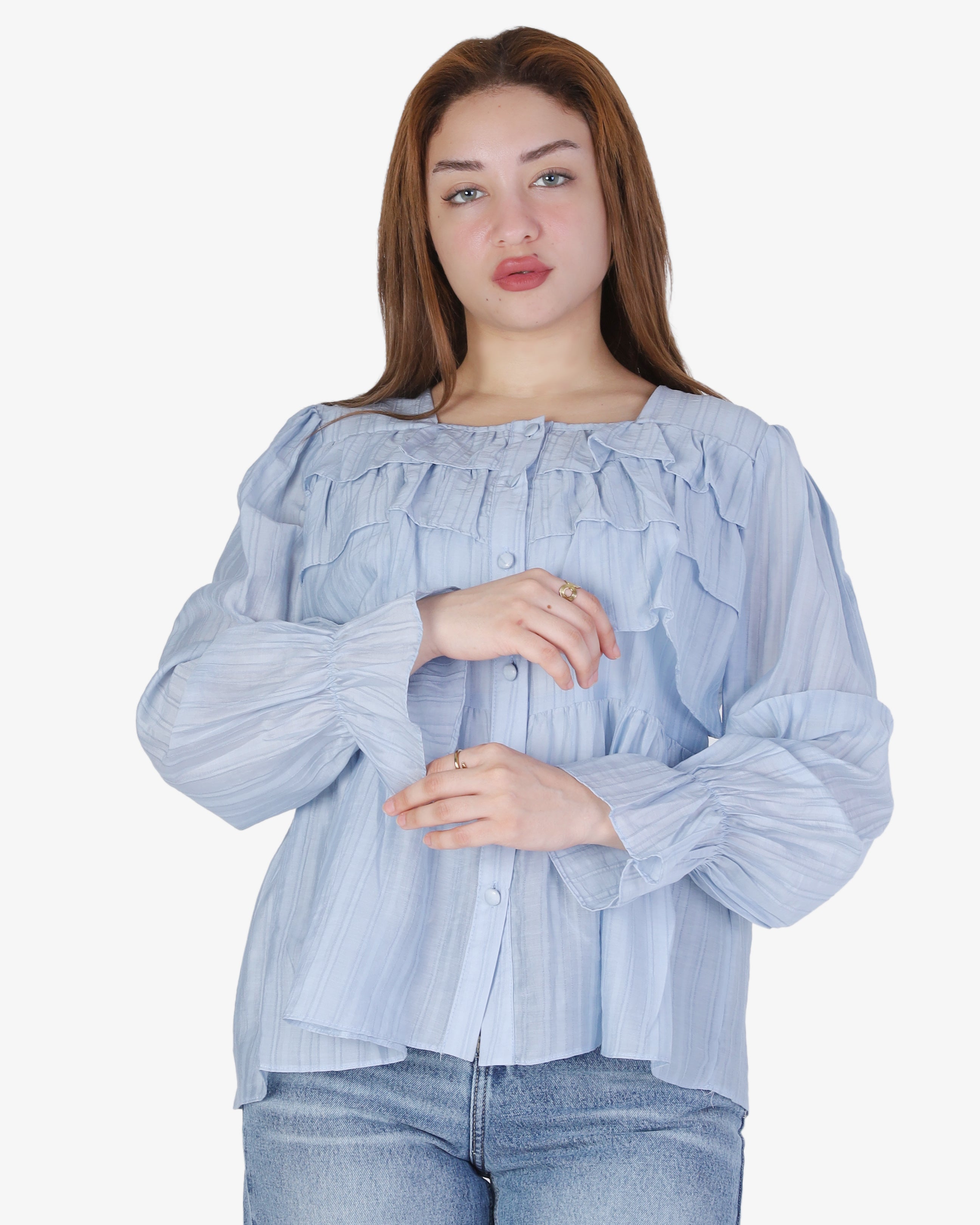 Button-Detail Ruffle Blouse 20572001