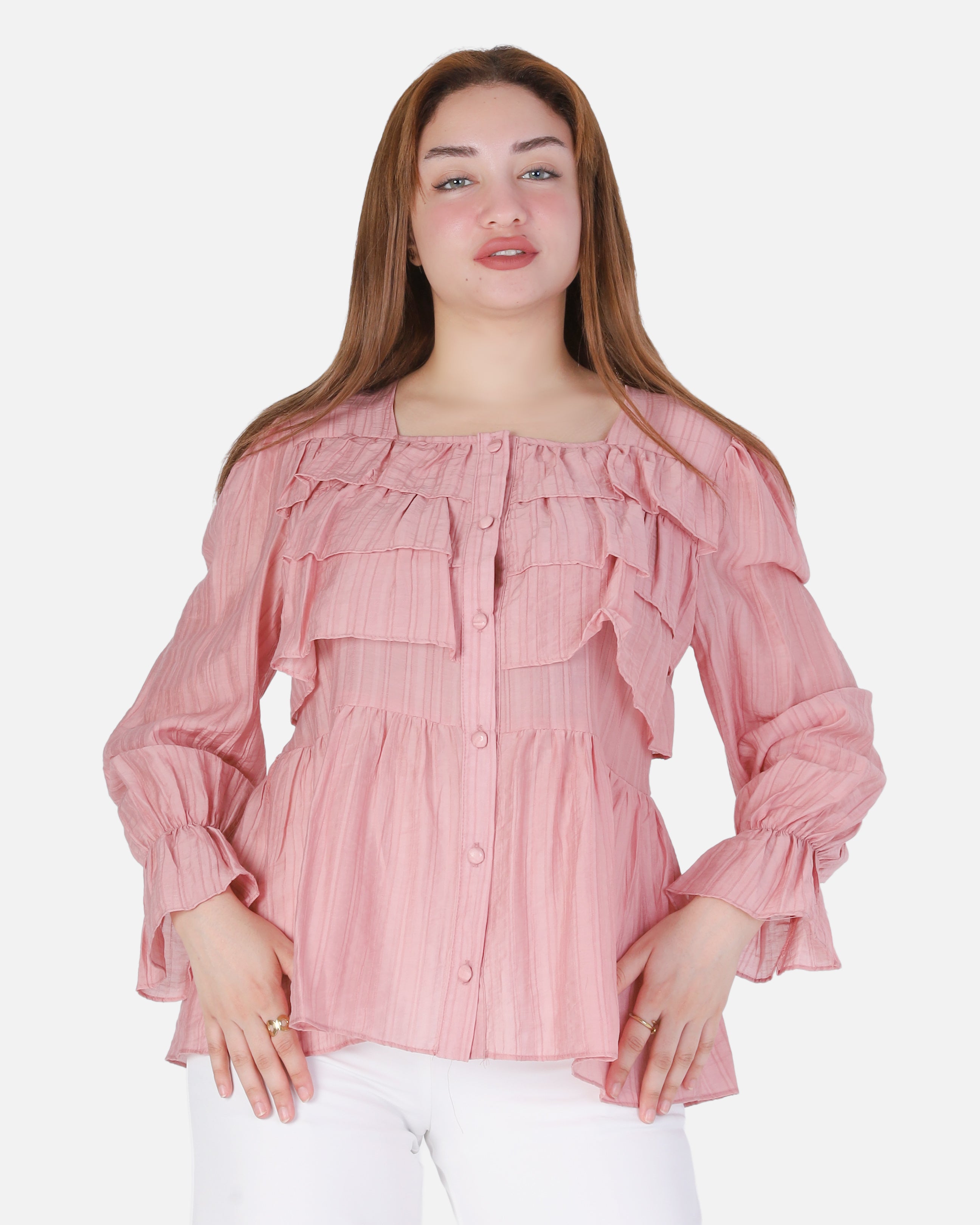 Button-Detail Ruffle Blouse 20572001