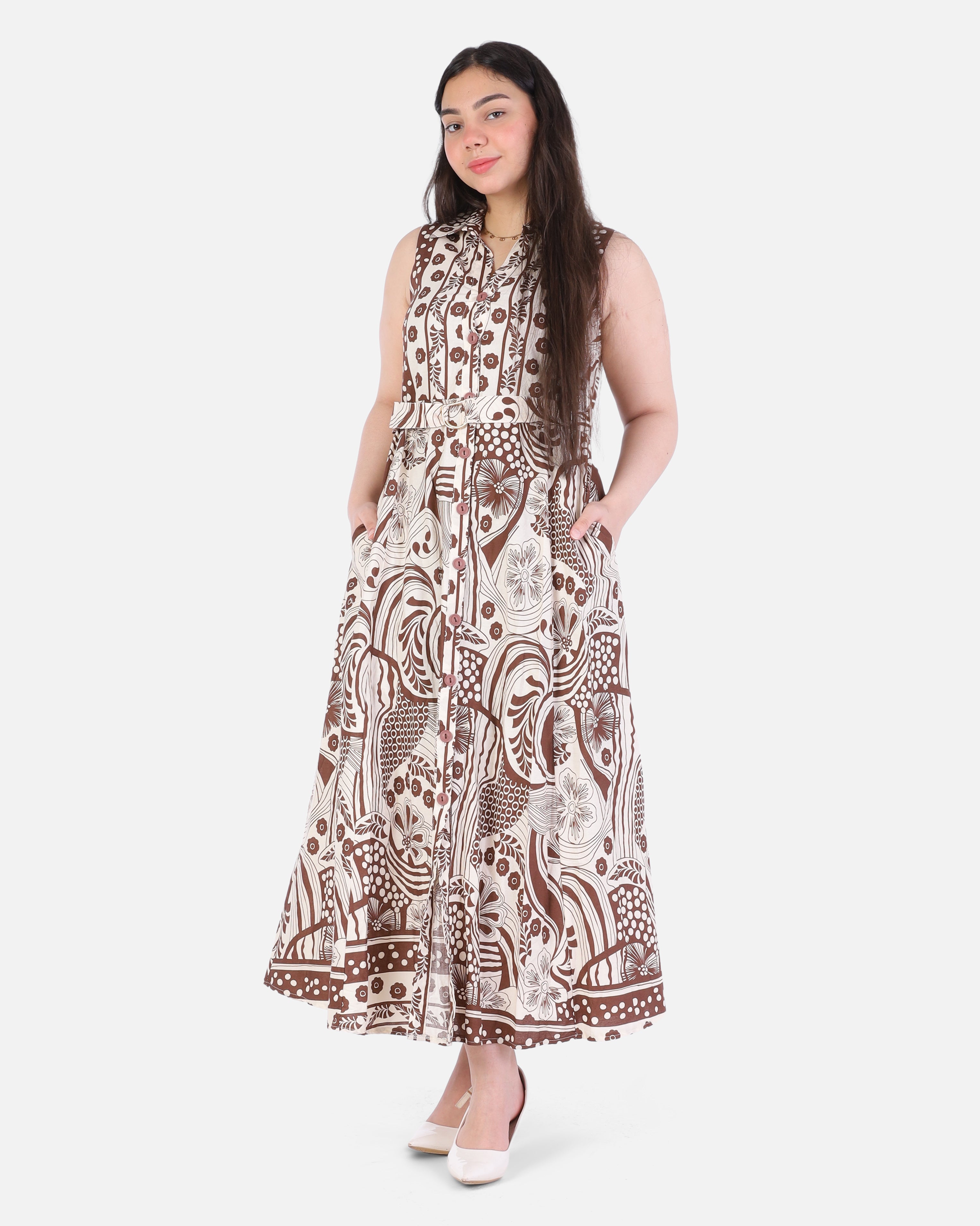 Printed Sleeveless Maxi Dress 209210136