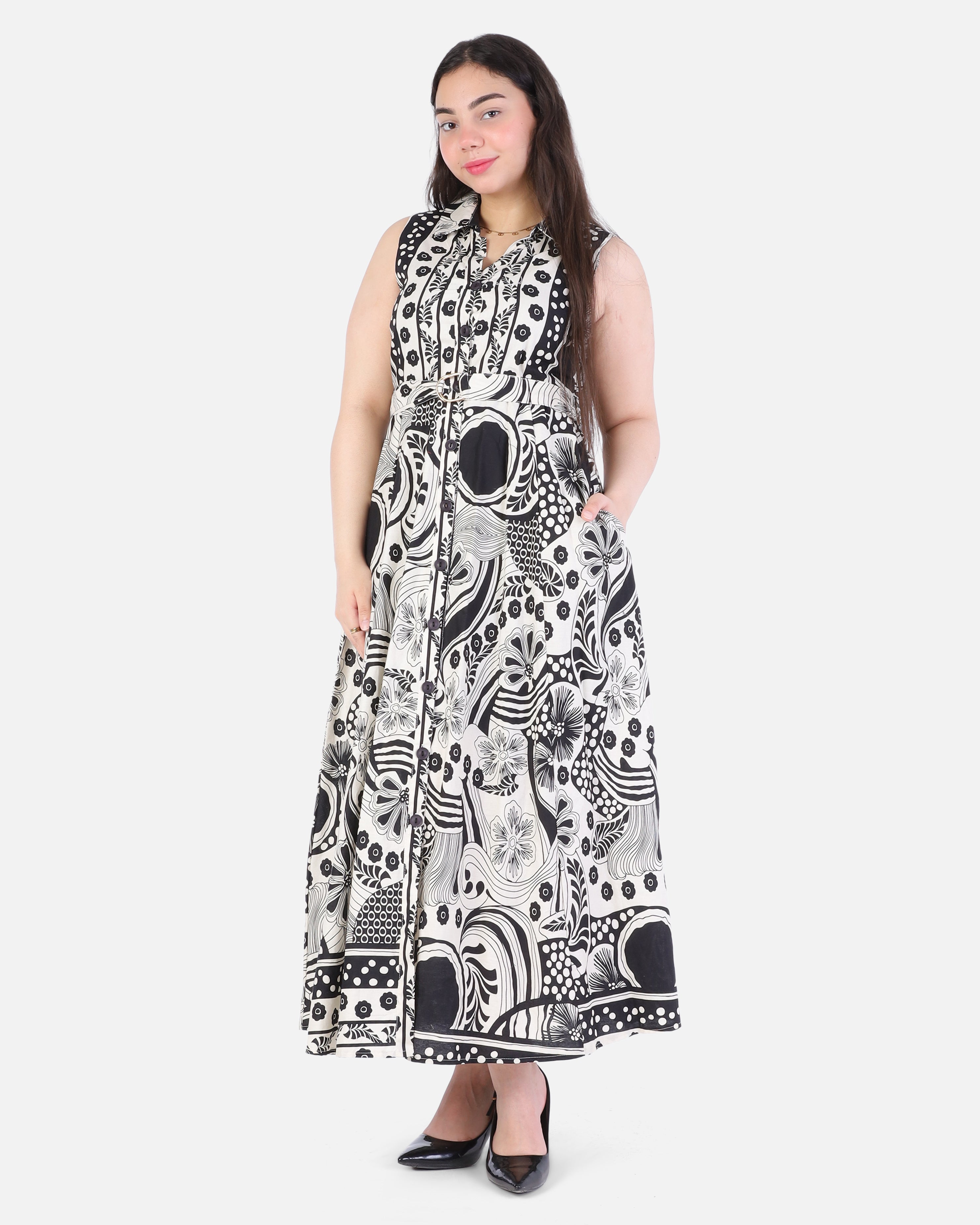 Printed Sleeveless Maxi Dress 209210136