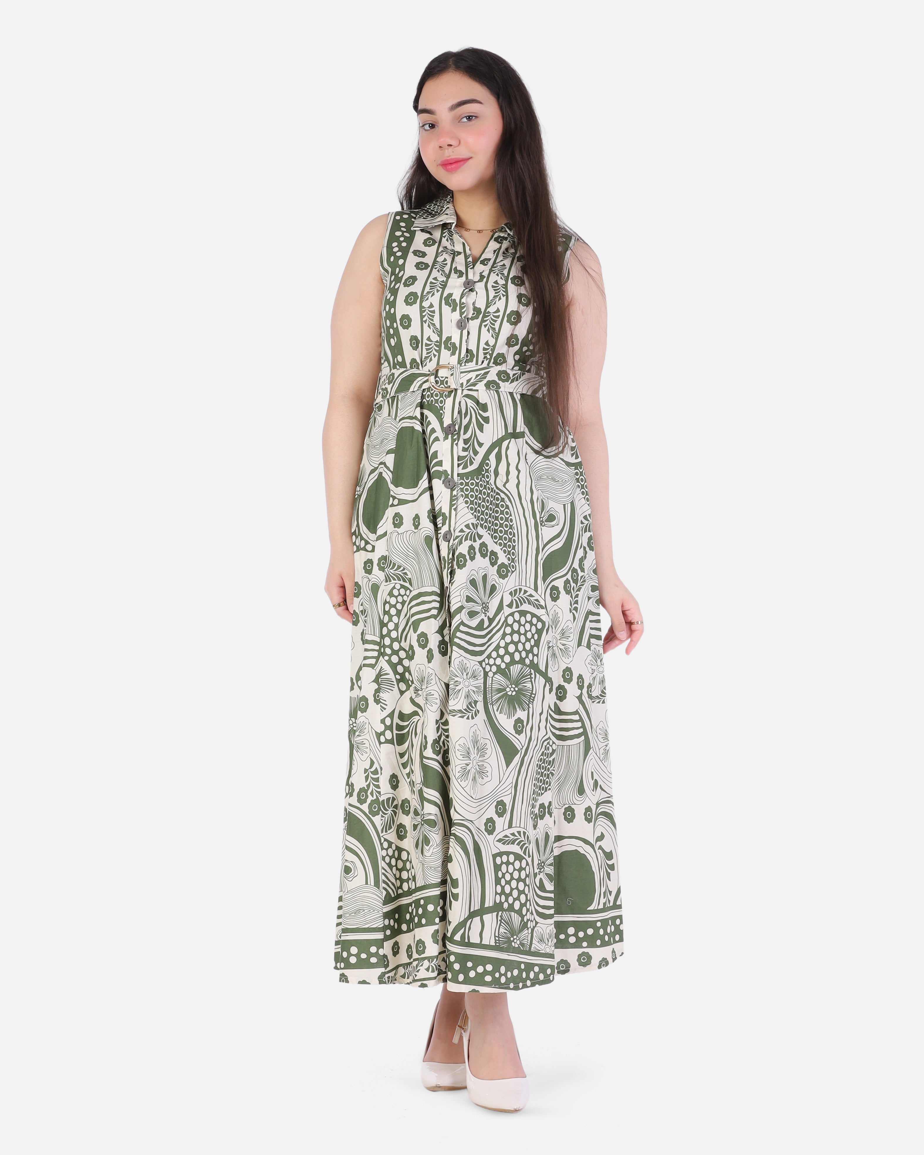Printed Sleeveless Maxi Dress 209210136