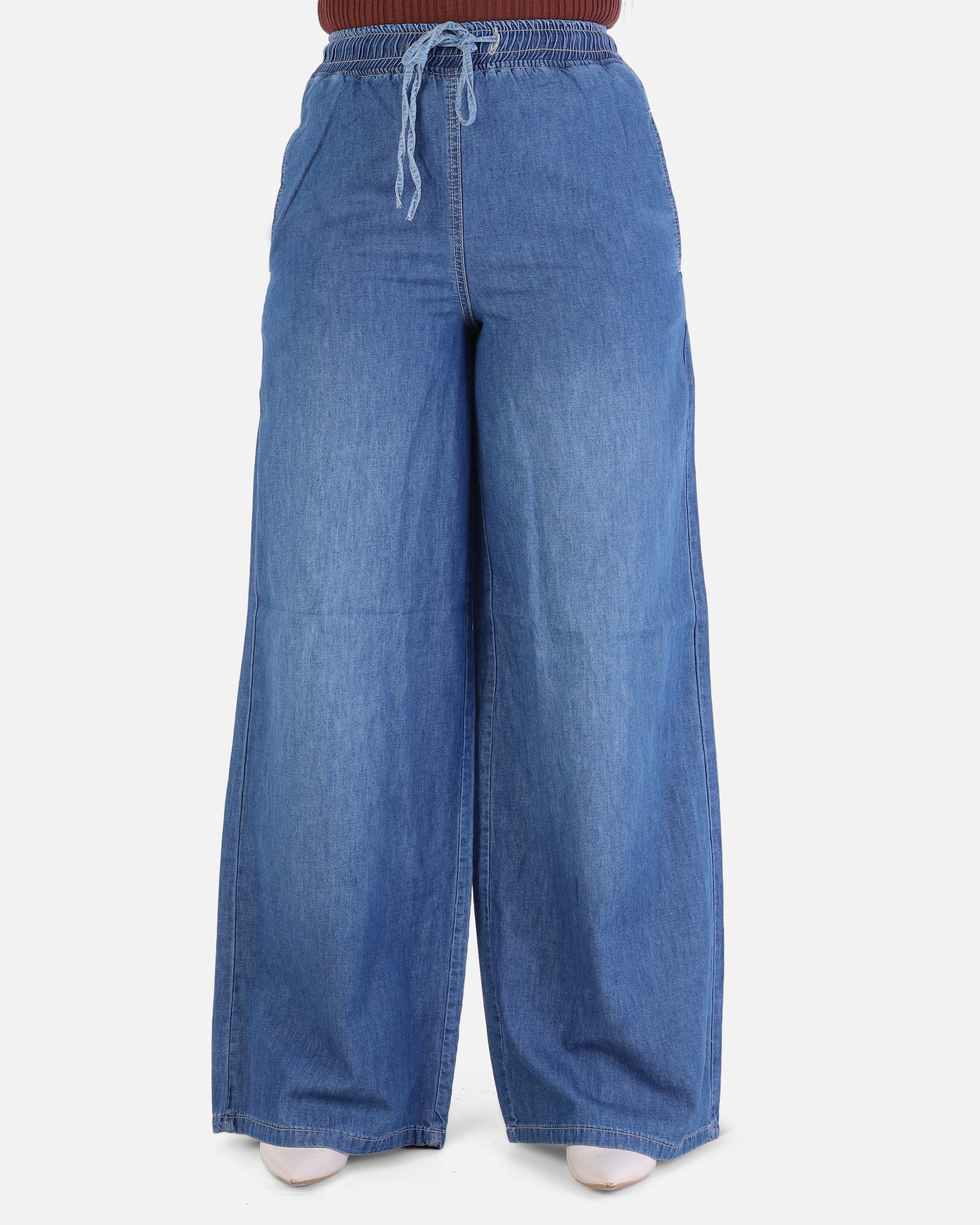 Wide-Leg Jeans with Elastic Waistband 20682866
