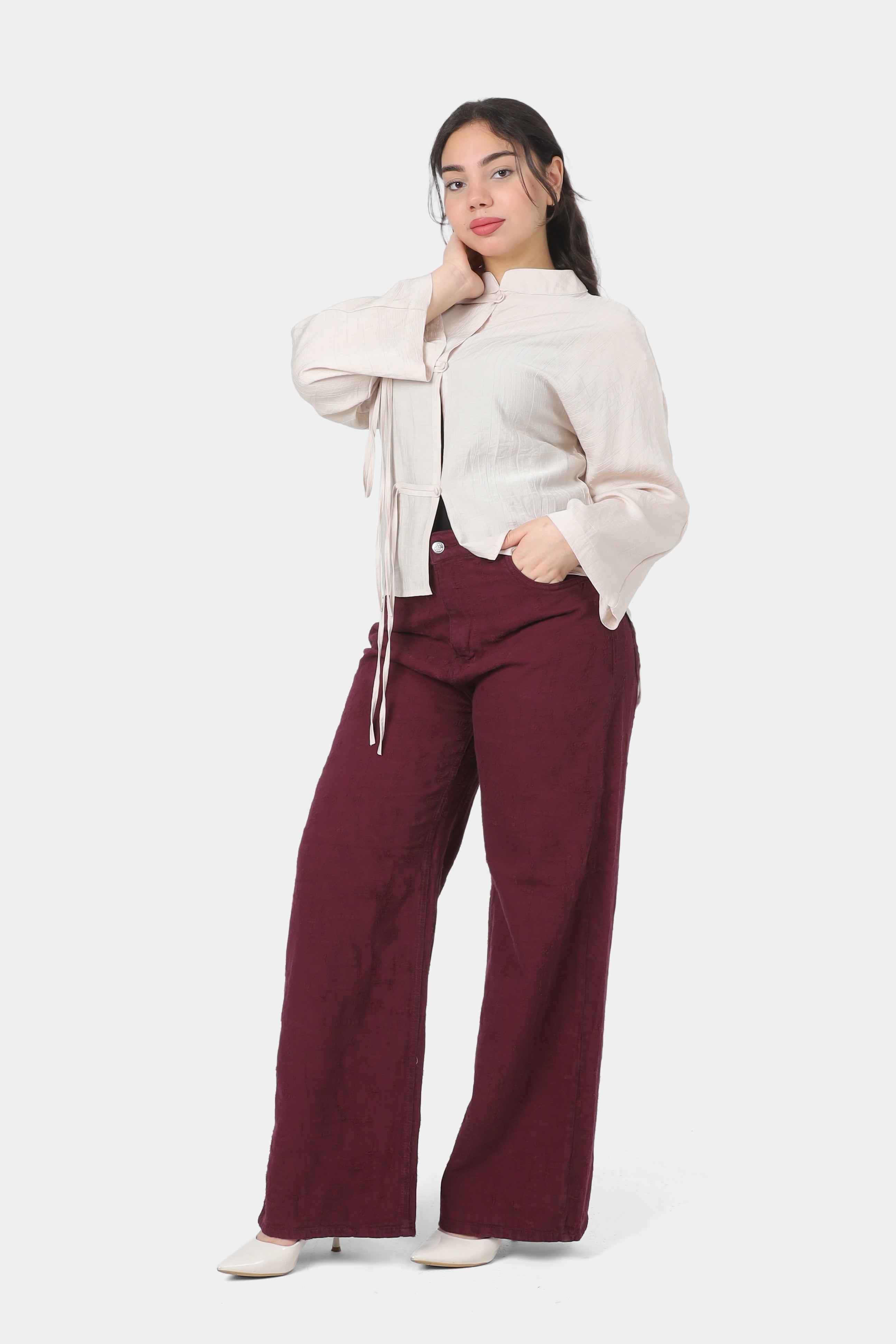 Chinese-Inspired Cropped Button Blouse 2013/220