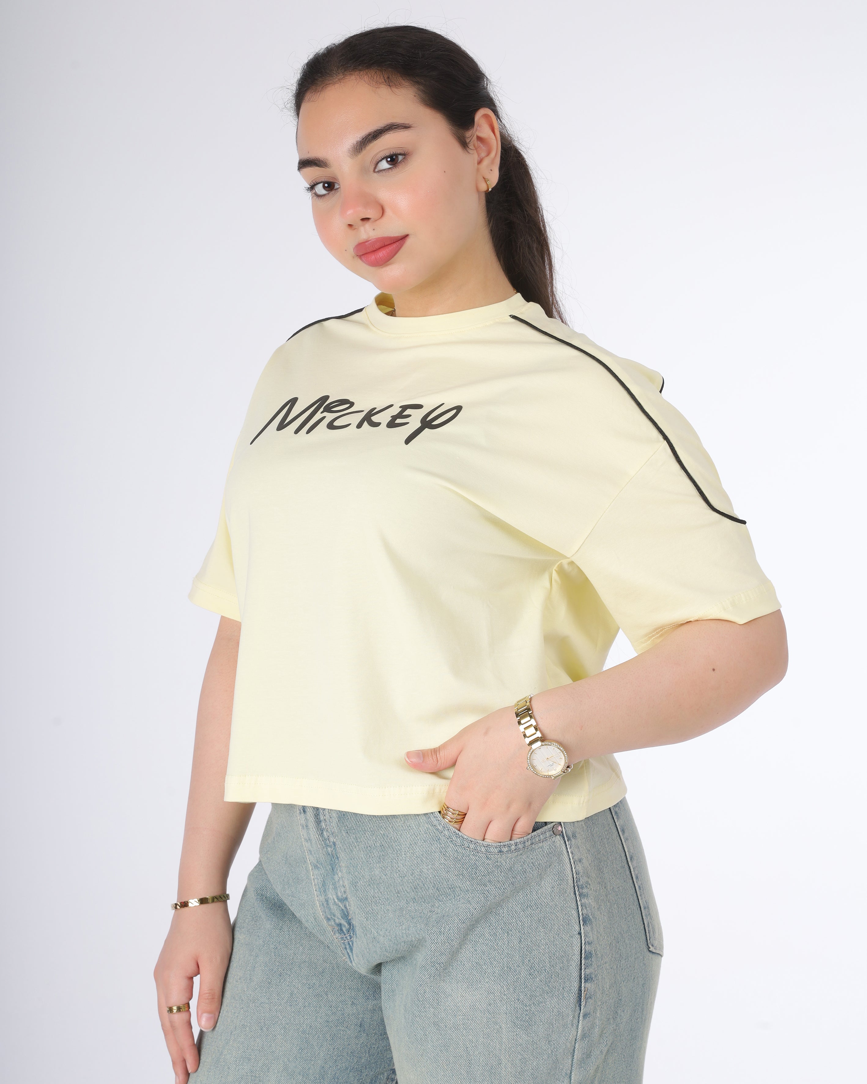 Half Sleeve T-Shirt with Mickey Mouse Back Print 2059S323