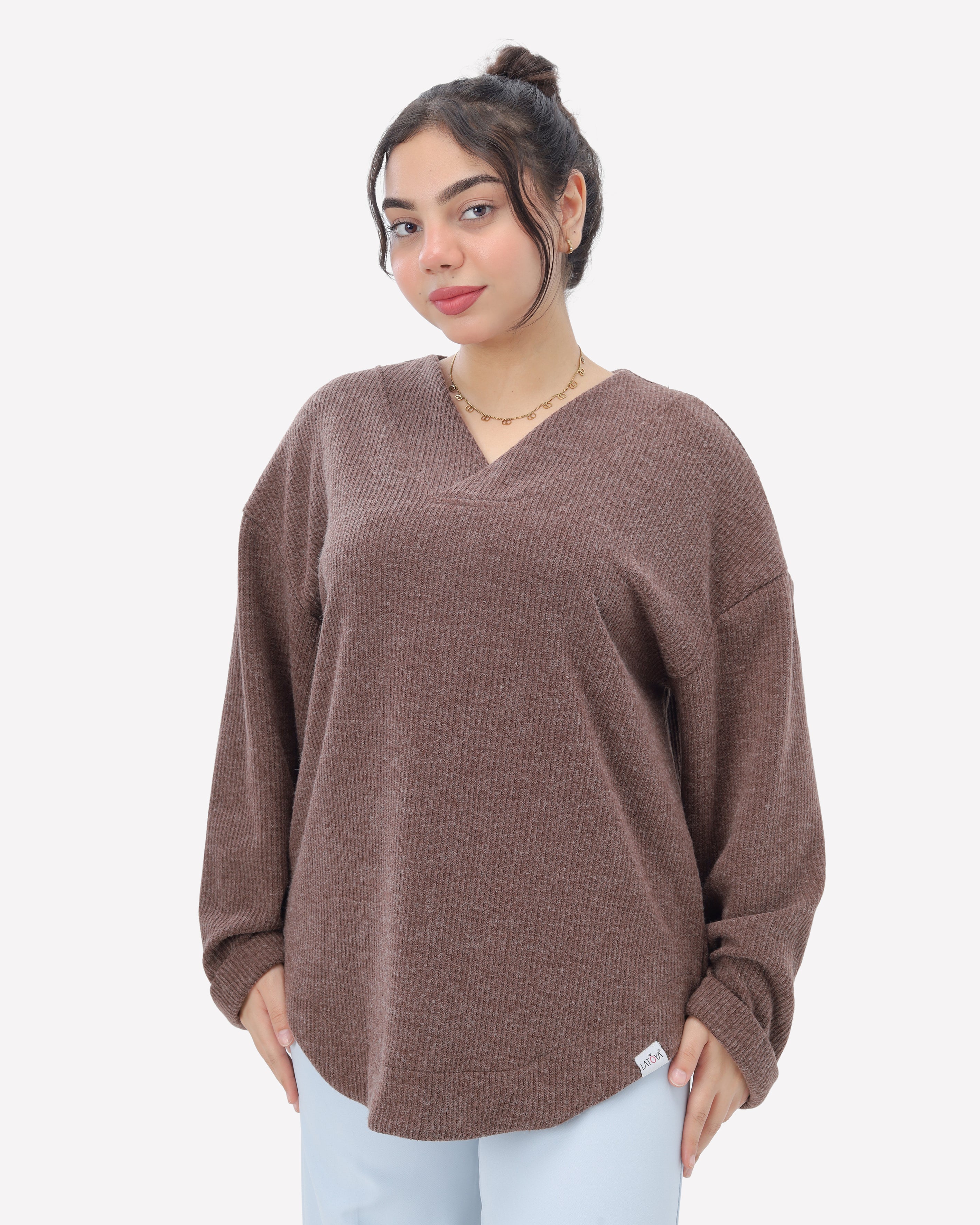 Ribbed V-Neck Blouse 2146/050