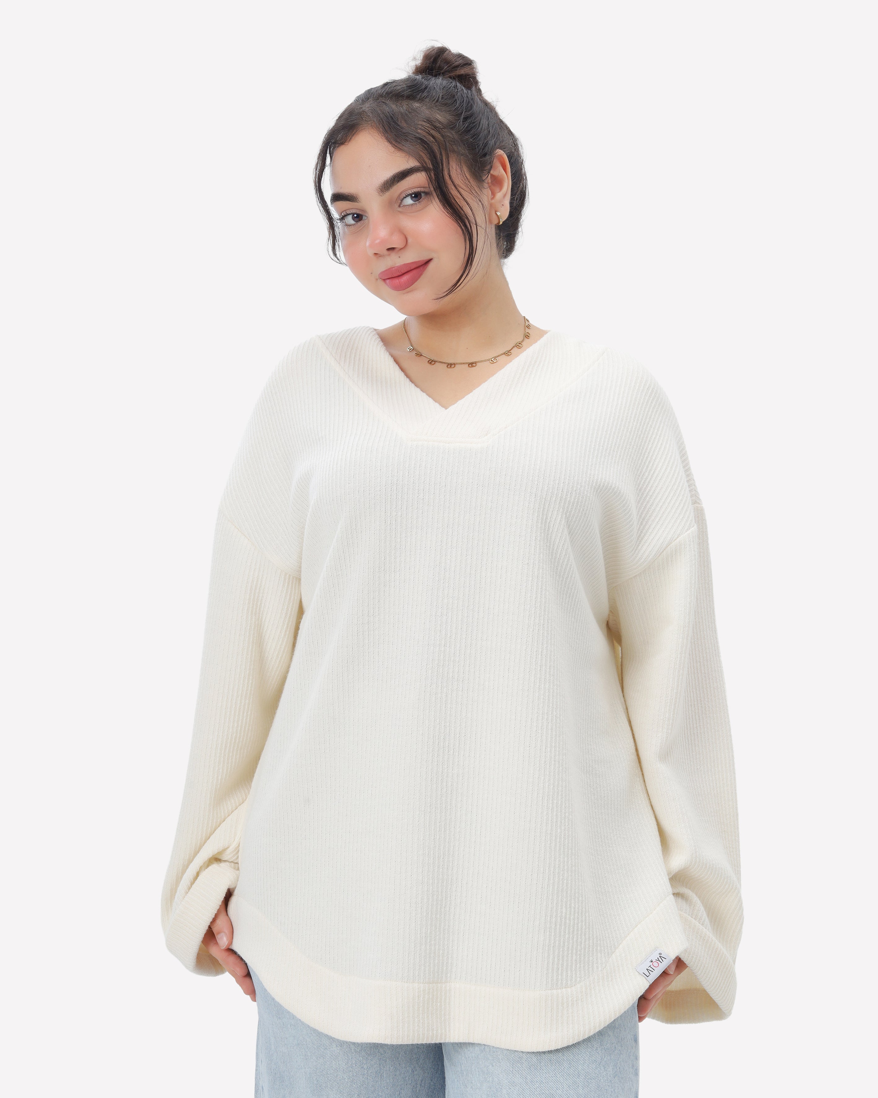 Ribbed V-Neck Blouse 2146/050