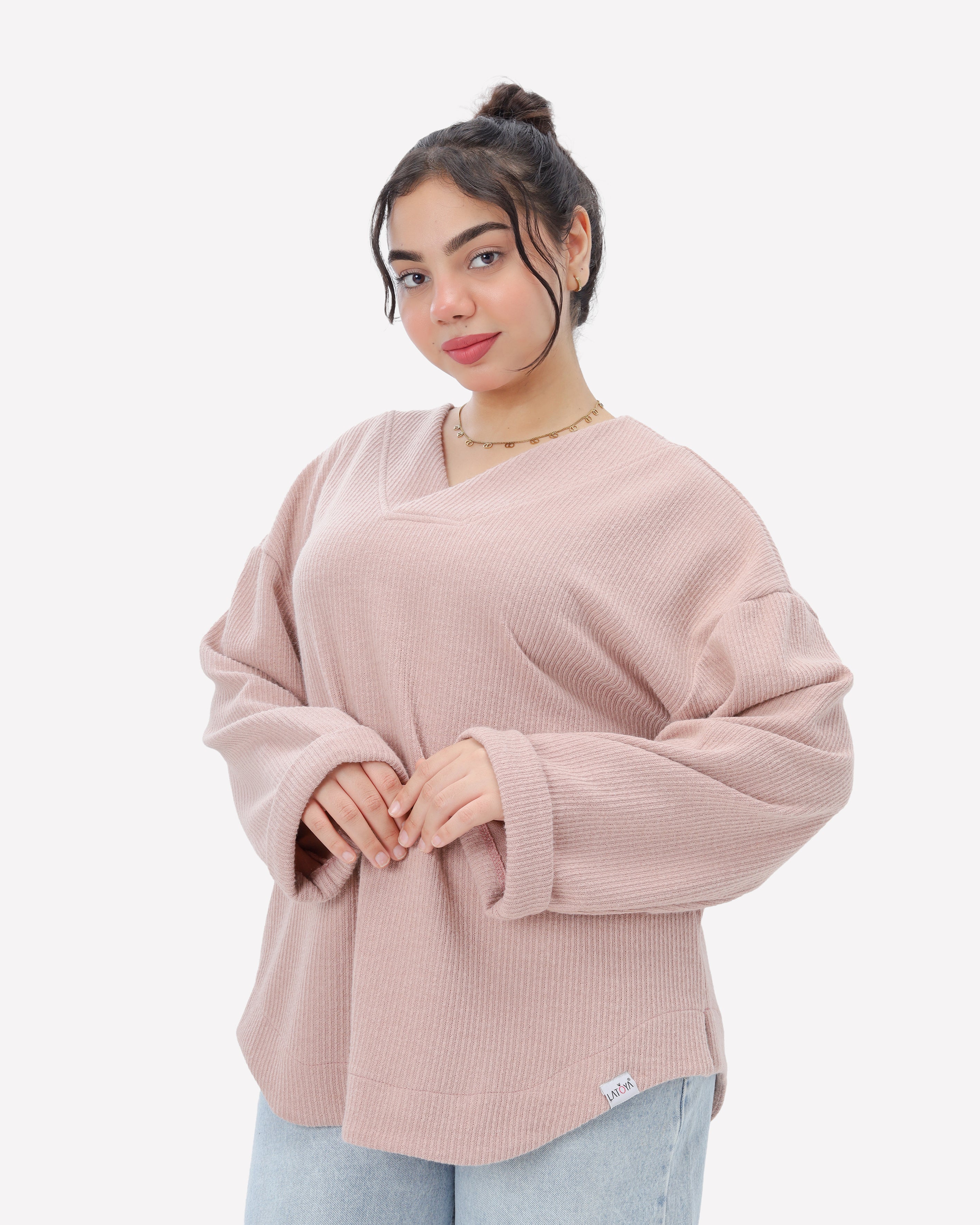 Ribbed V-Neck Blouse 2146/050