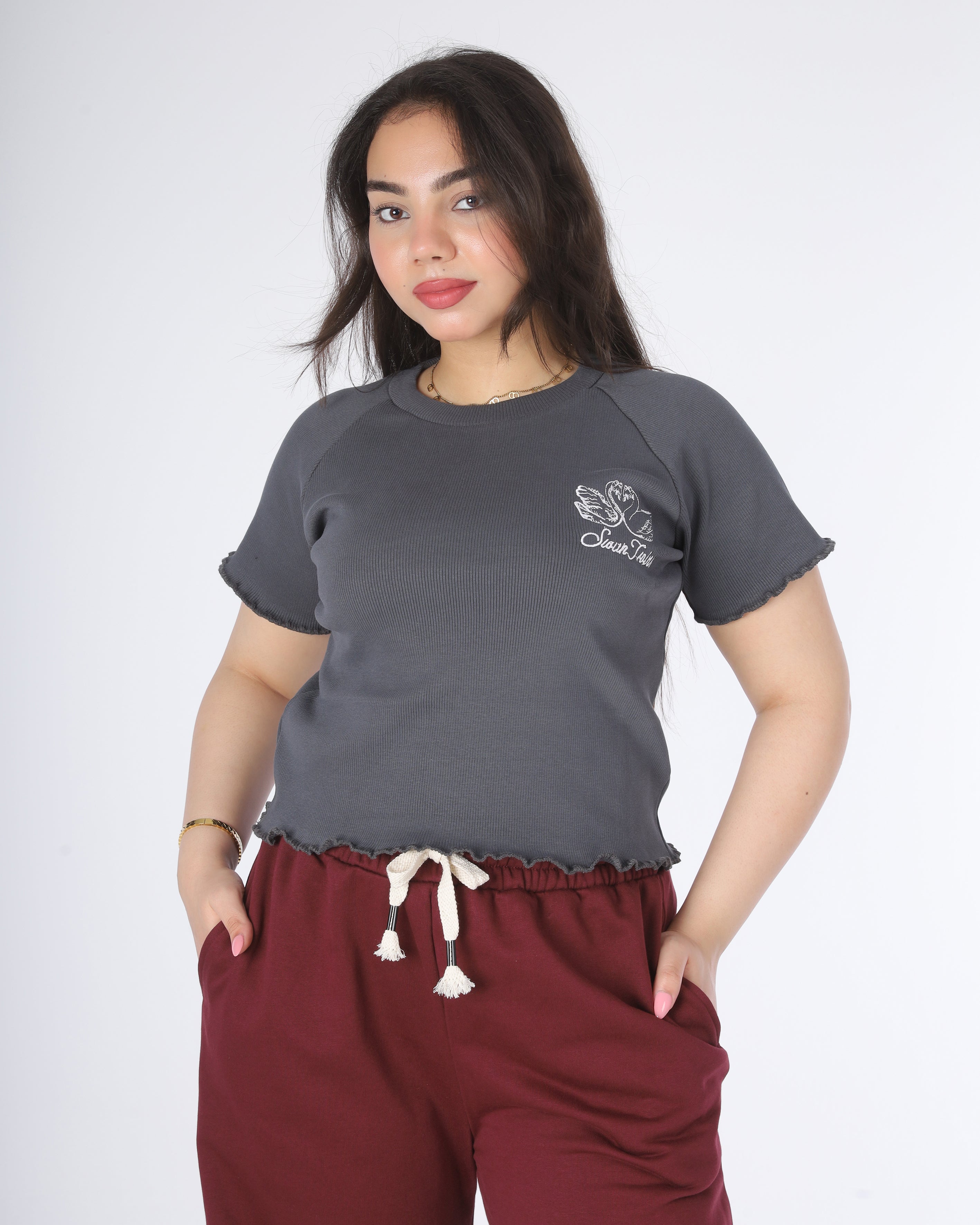 Half Sleeve Crop Top 2059S433