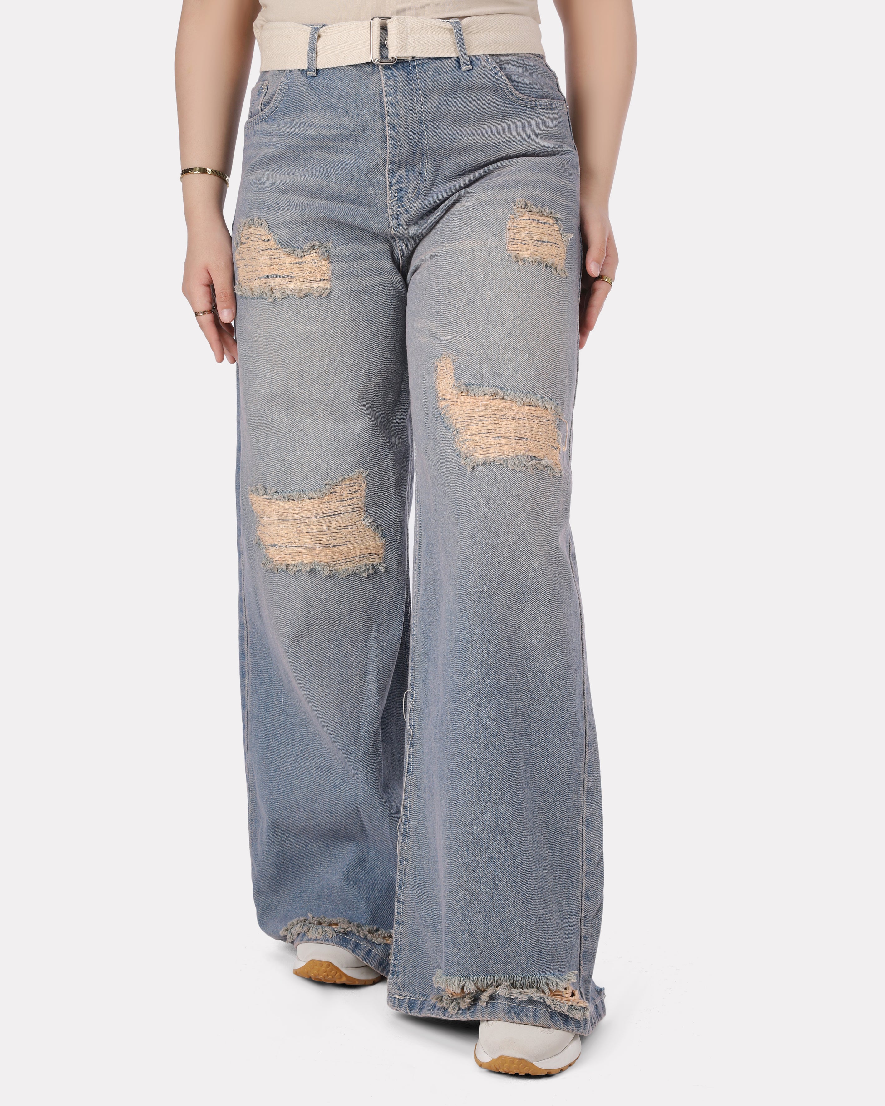 Cut-Out Detail Wide-Leg Jeans 71110636