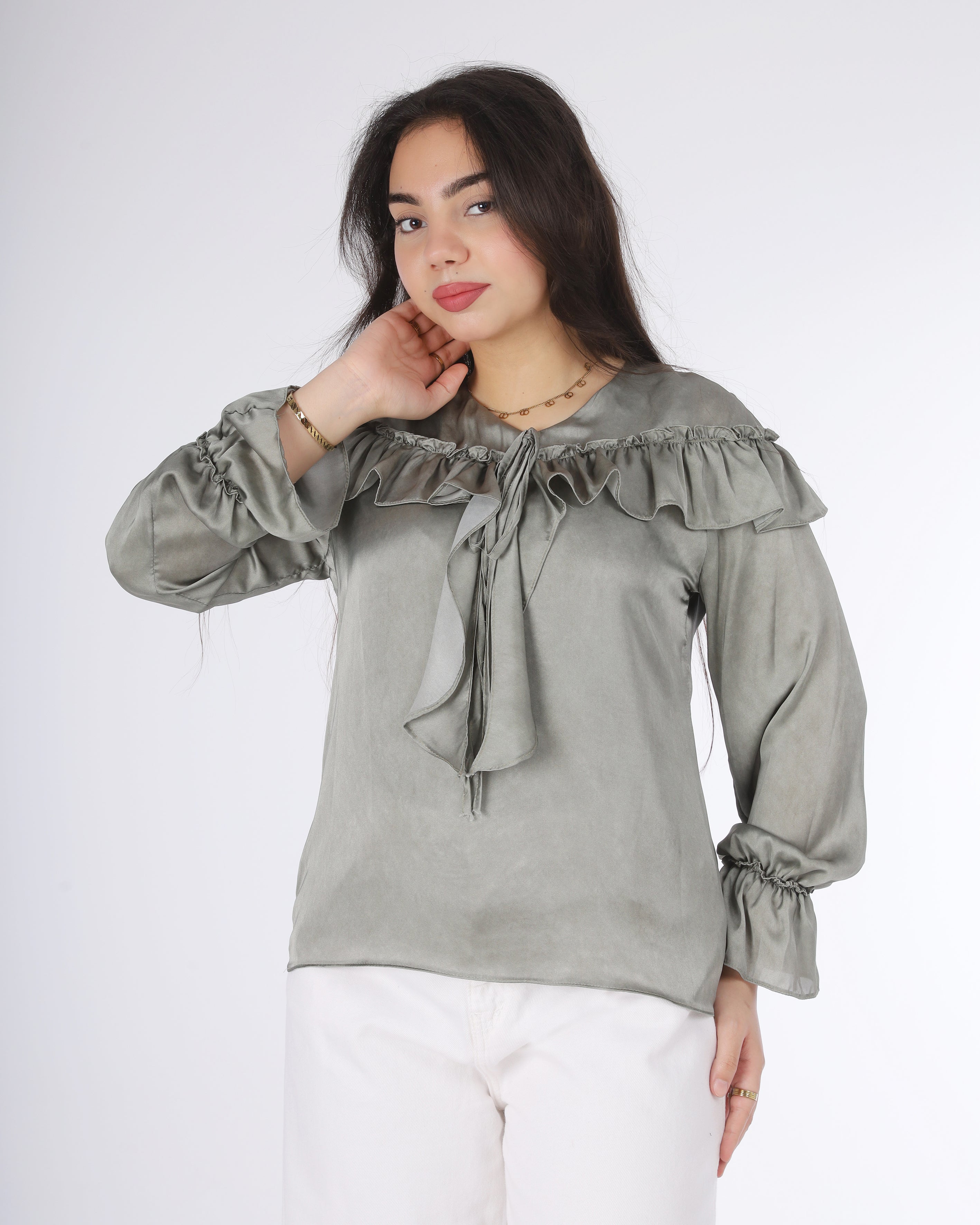Ruffle Satin Blouse 20571087