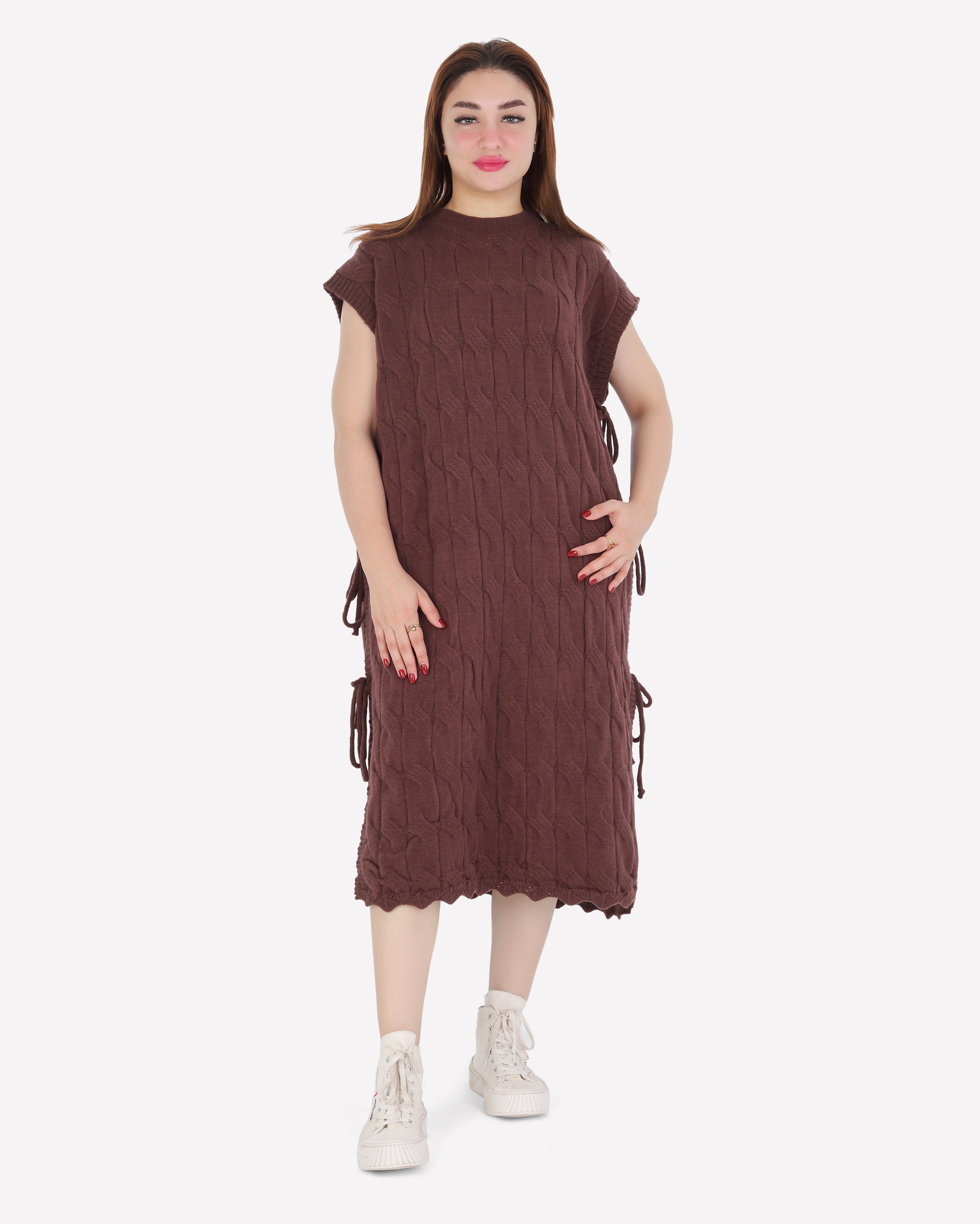 Cable Knit Side-Tie Sweater Dress 2135/140