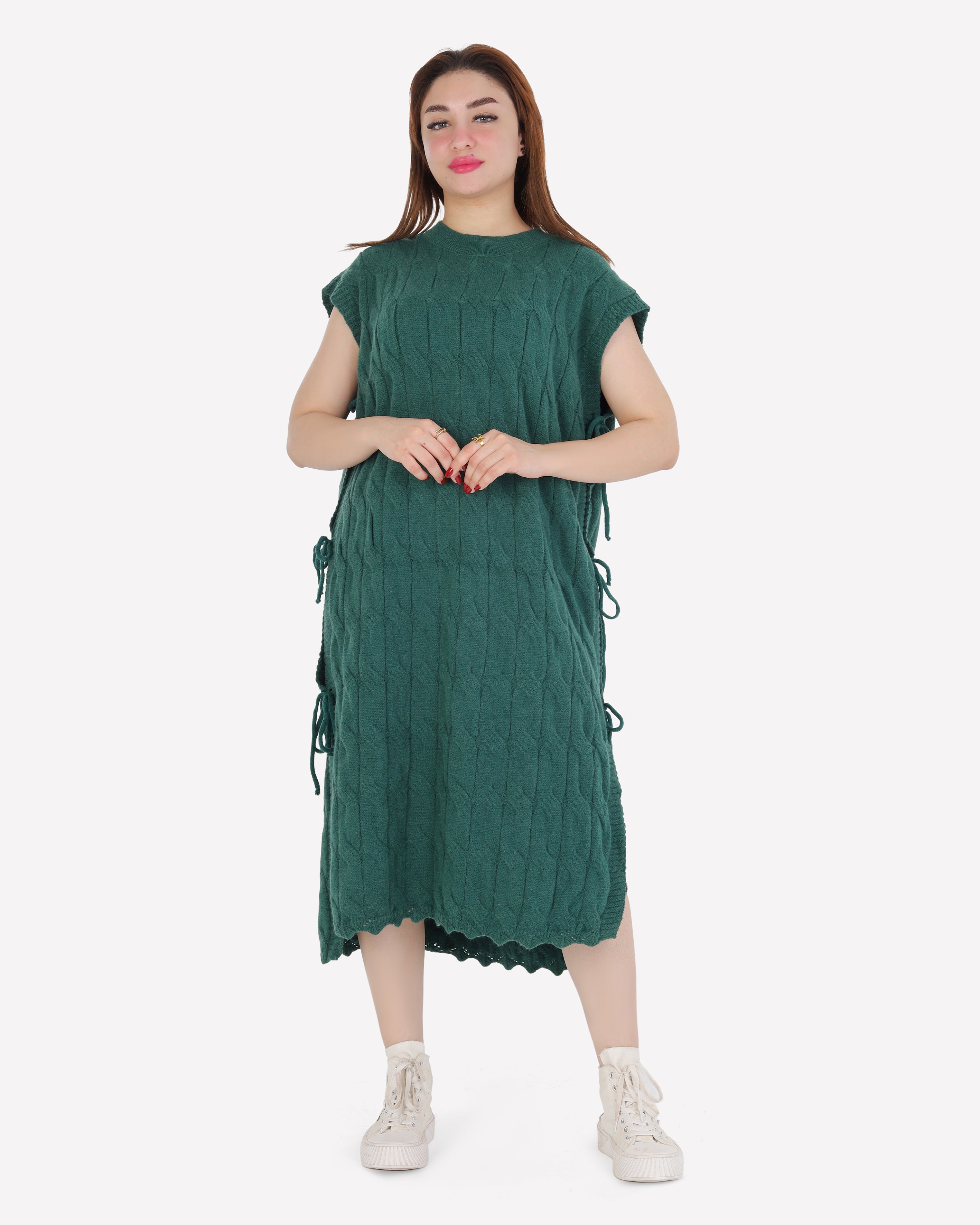 Cable Knit Side-Tie Sweater Dress 2135/140