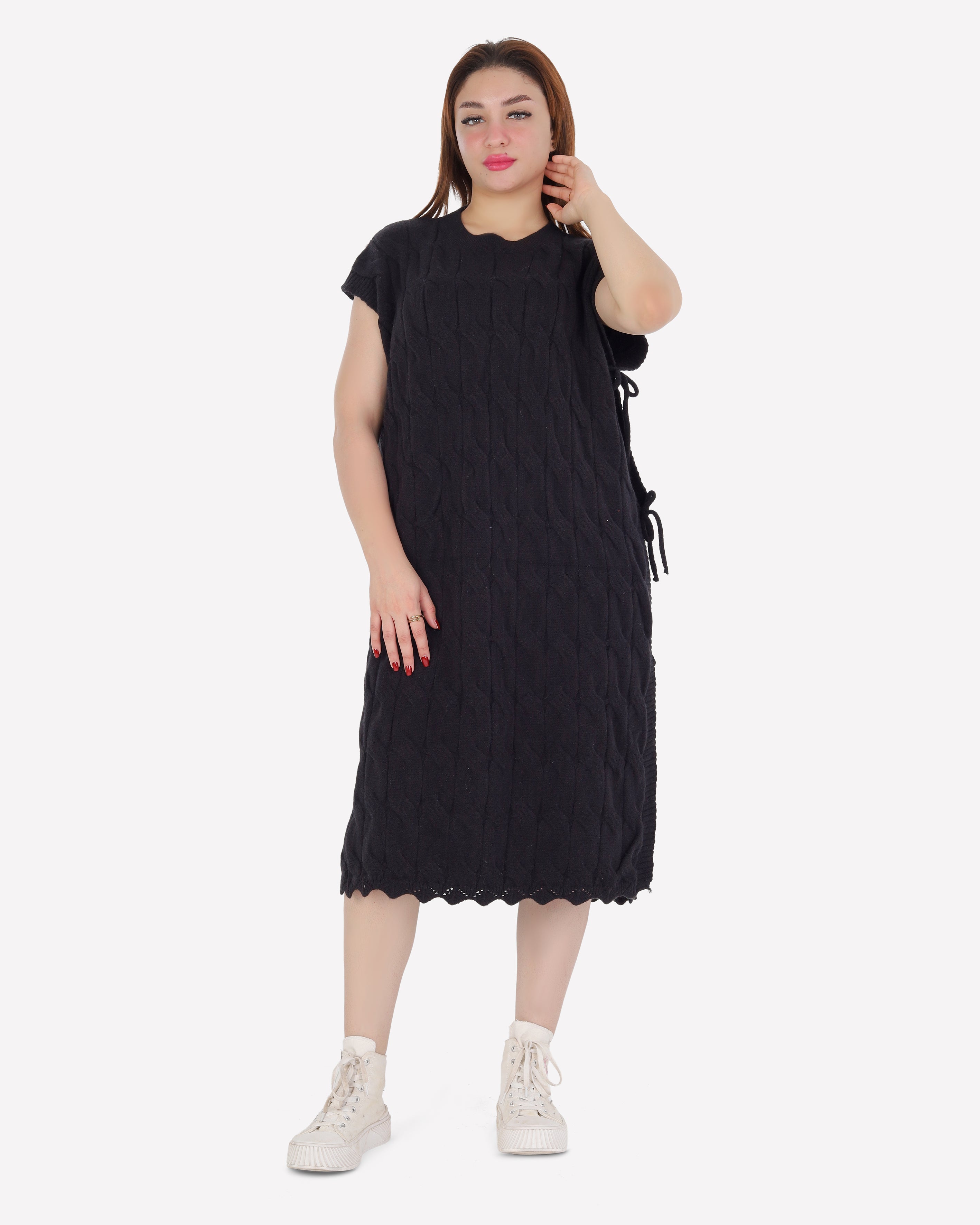 Cable Knit Side-Tie Sweater Dress 2135/140