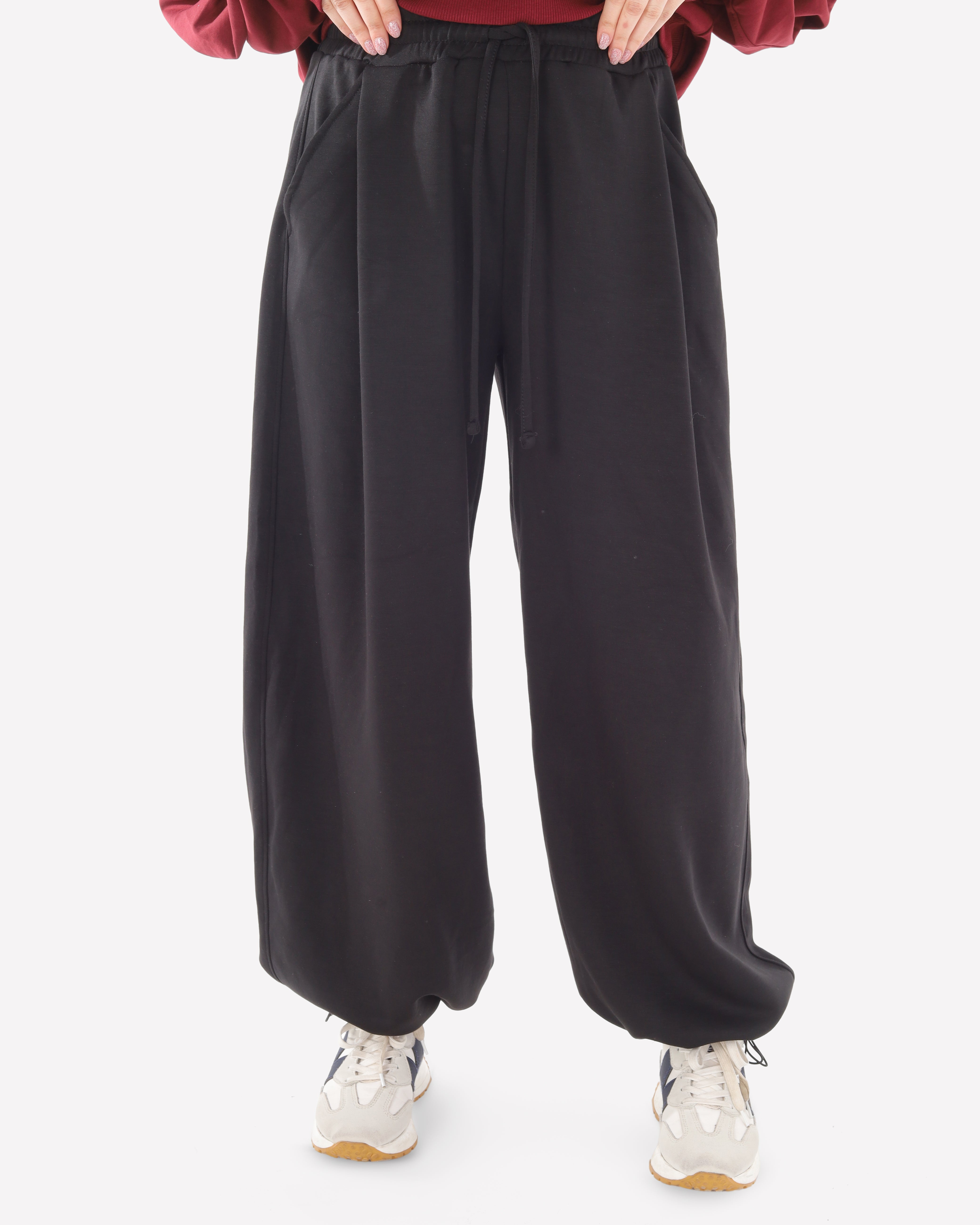 Wide-Leg Jogger Pants with Elastic Waist 21918913