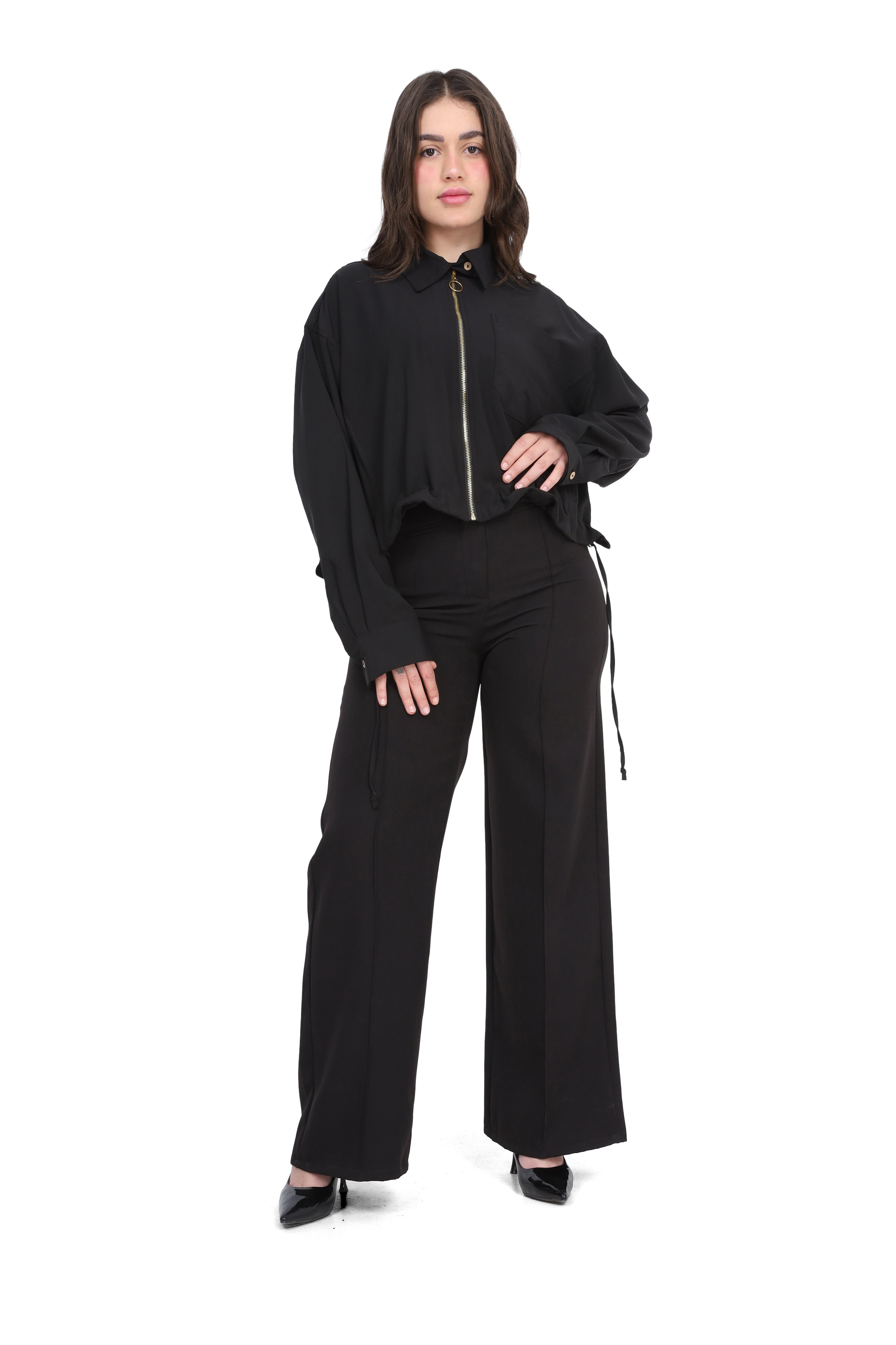 Cropped Shirt With Front Zipper 2002/001