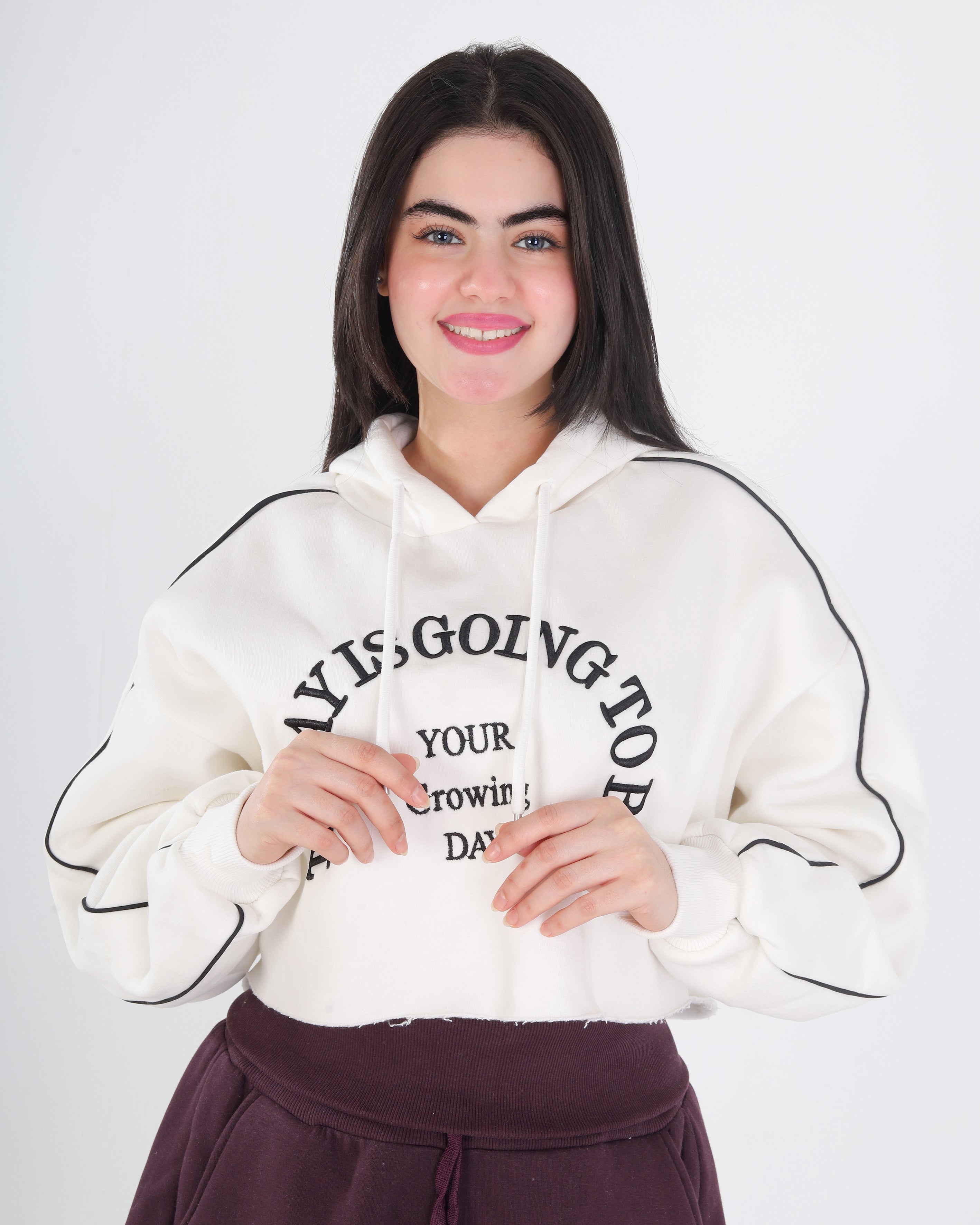 Cropped Hoodie with Front Print 2188W503