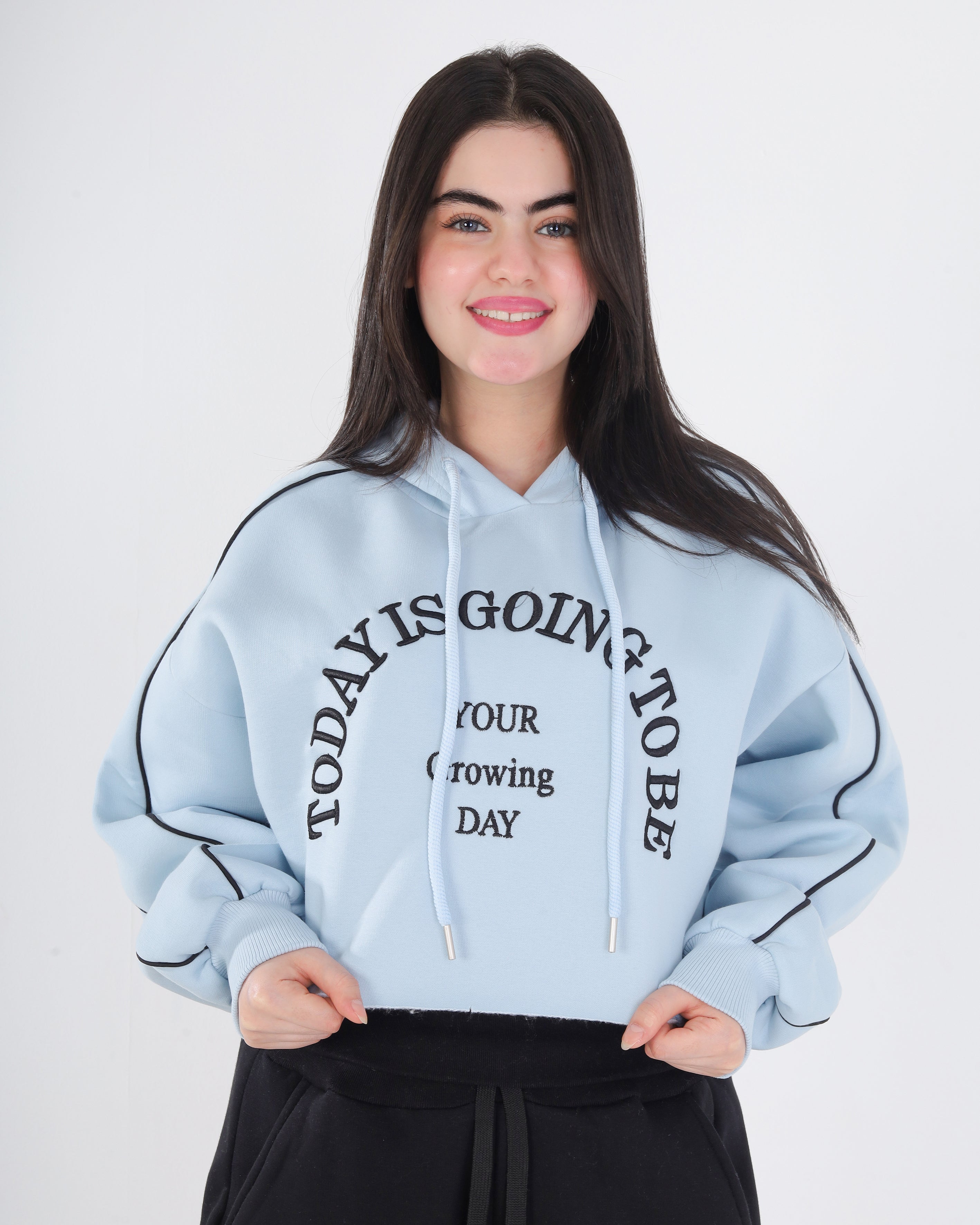 Cropped Hoodie with Front Print 2188W503