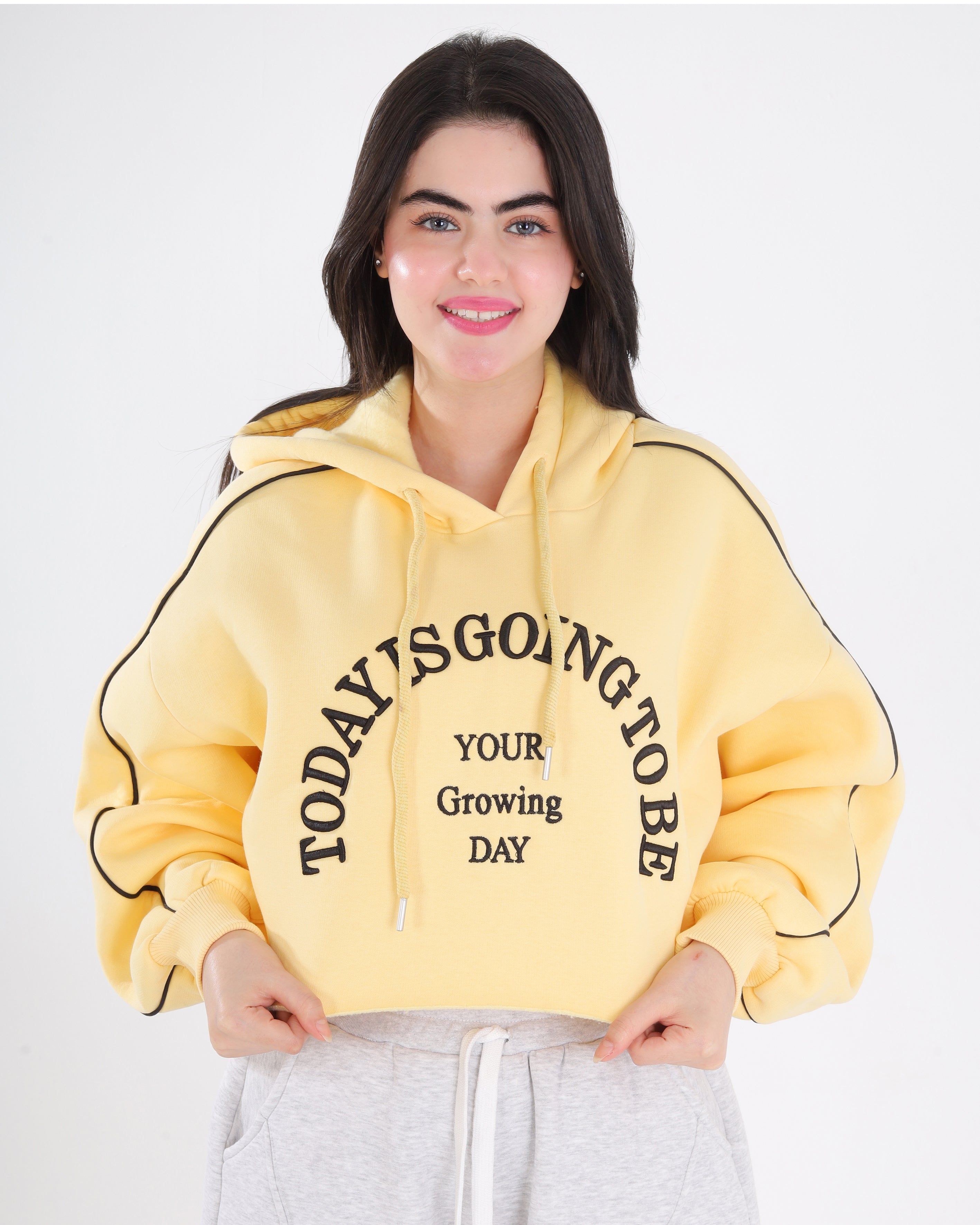Cropped Hoodie with Front Print 2188W503