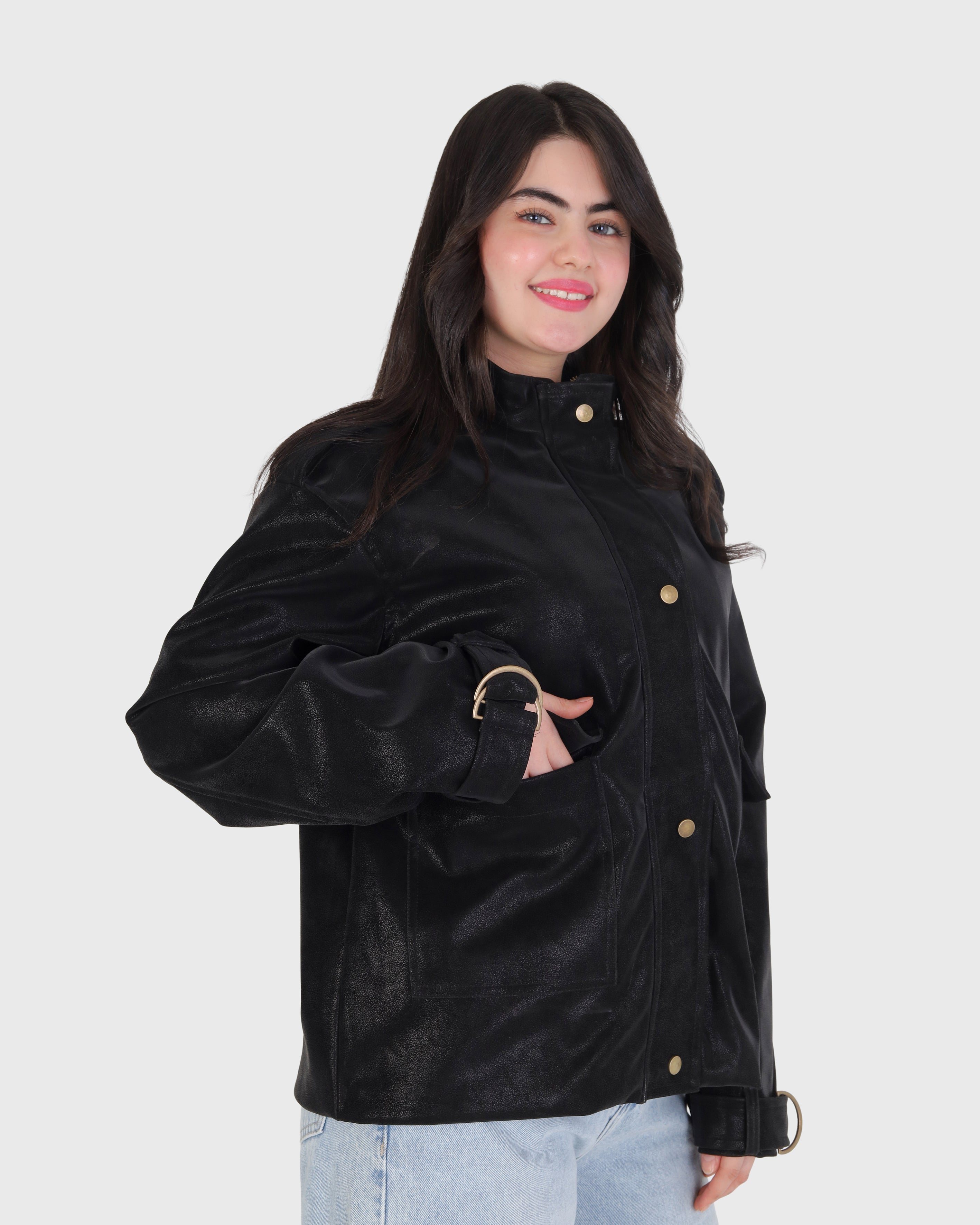 Faux Suede Leather Utility Jacket 2140/022