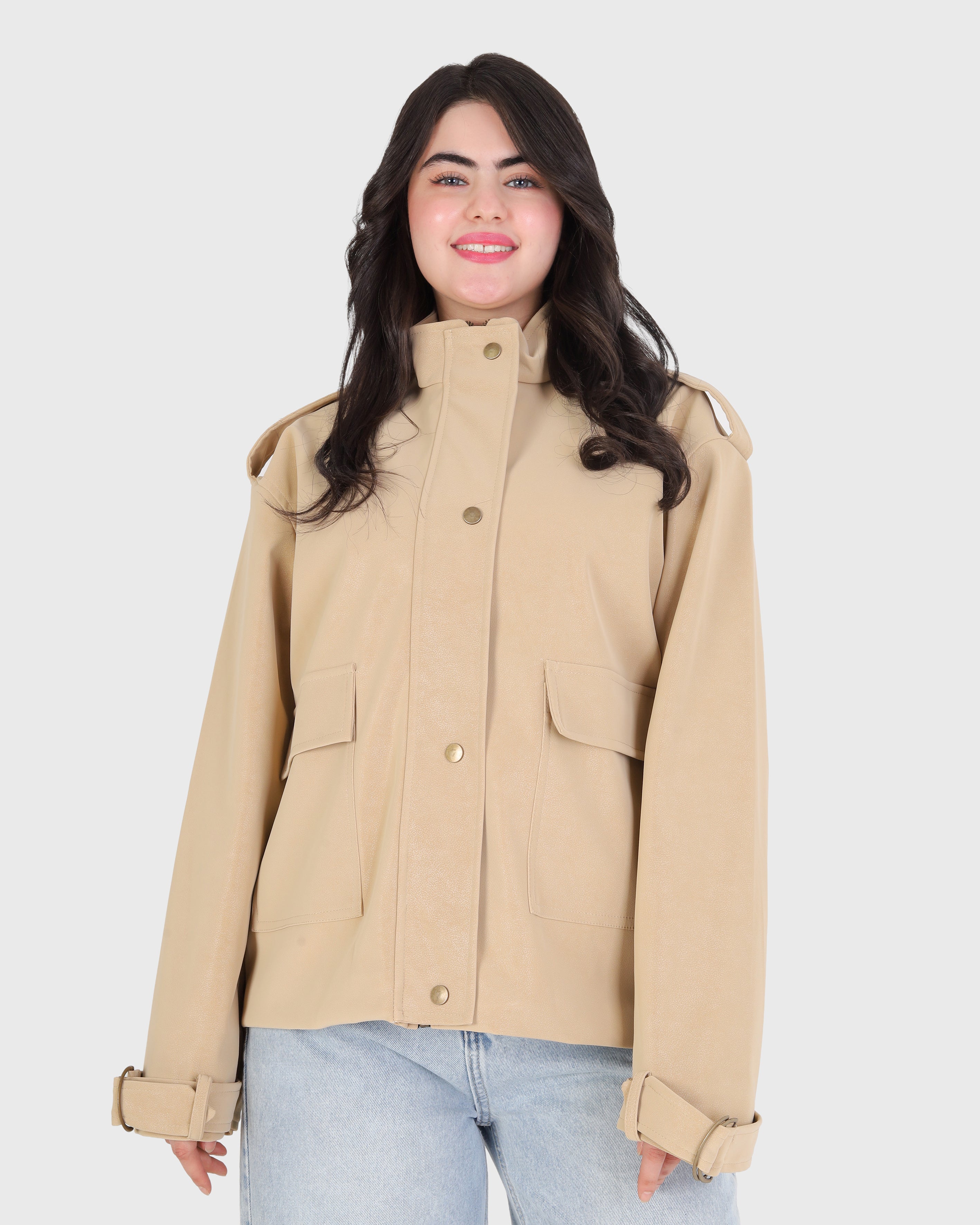 Faux Suede Leather Utility Jacket 2140/022