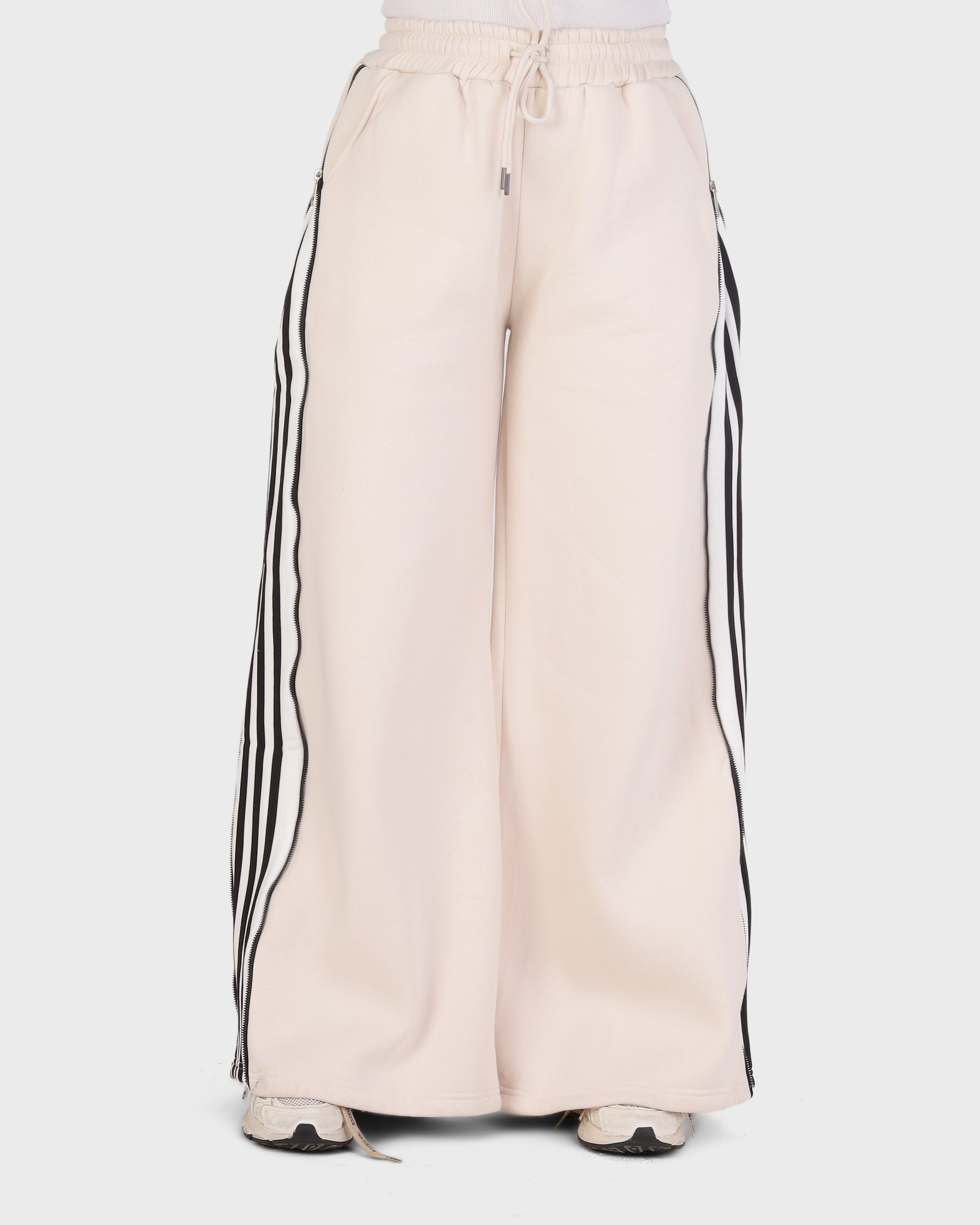 Wide-Leg Track Pants with Side Zip & Striped Panels 2188W210