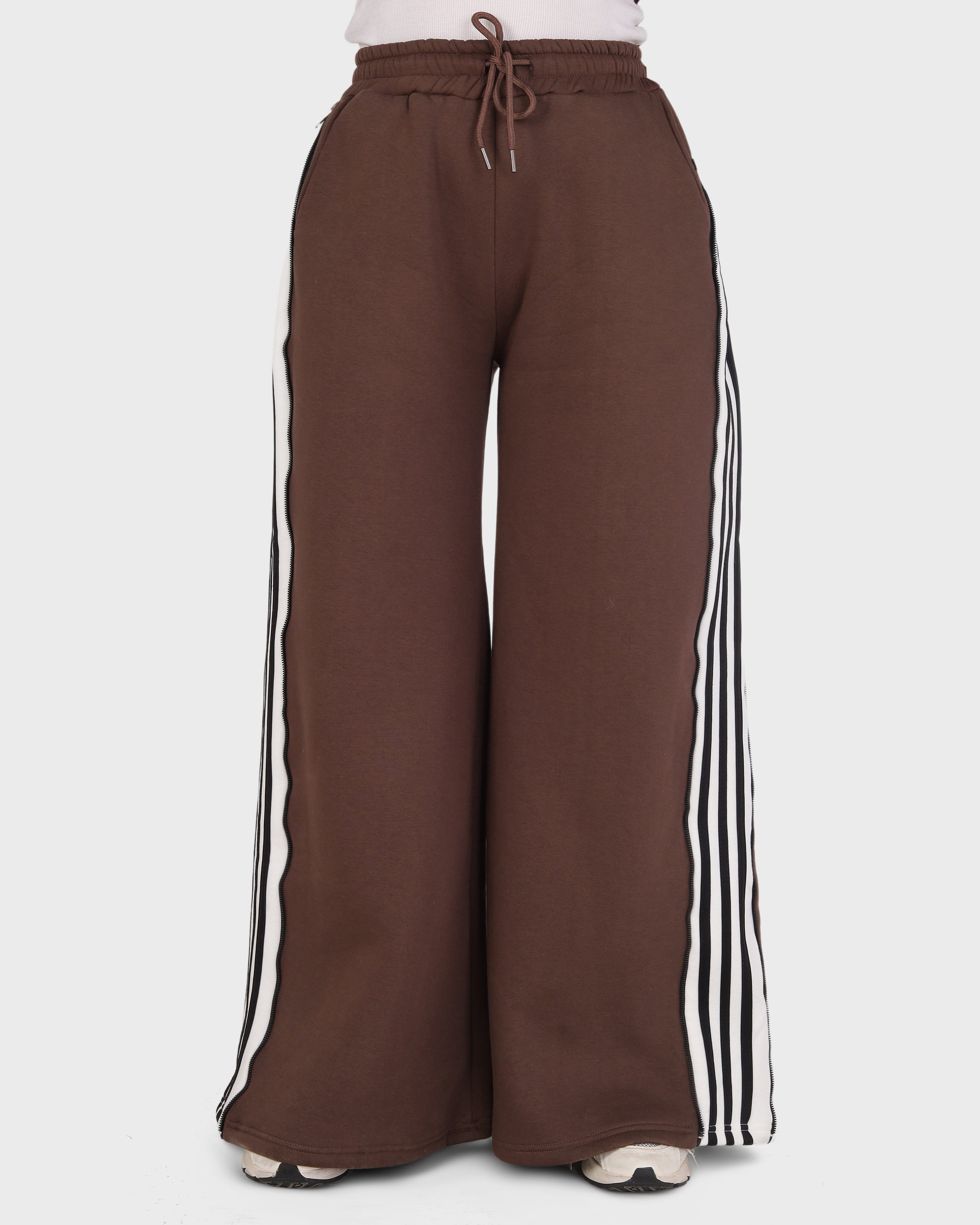 Wide-Leg Track Pants with Side Zip & Striped Panels 2188W210