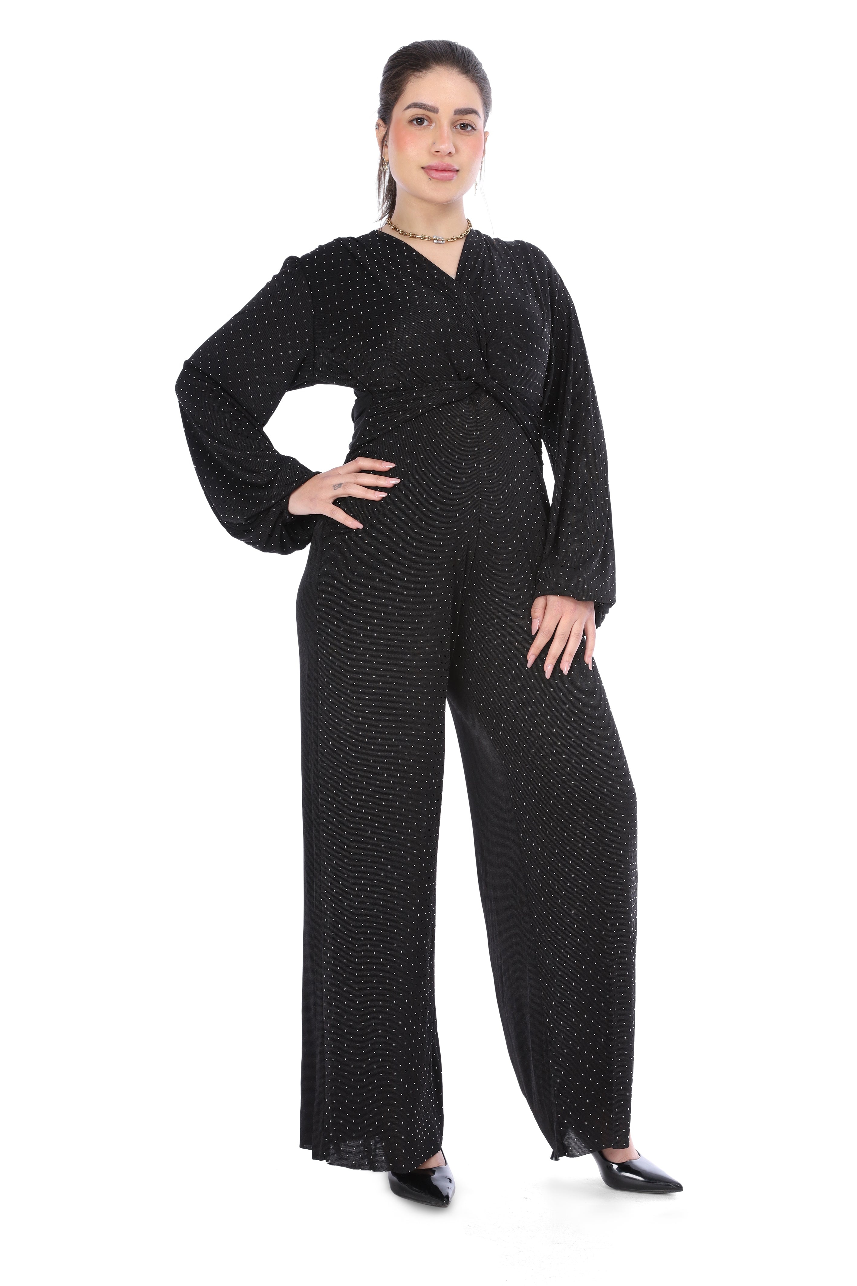 Polka Dot Wide-Leg Jumpsuit s1501622