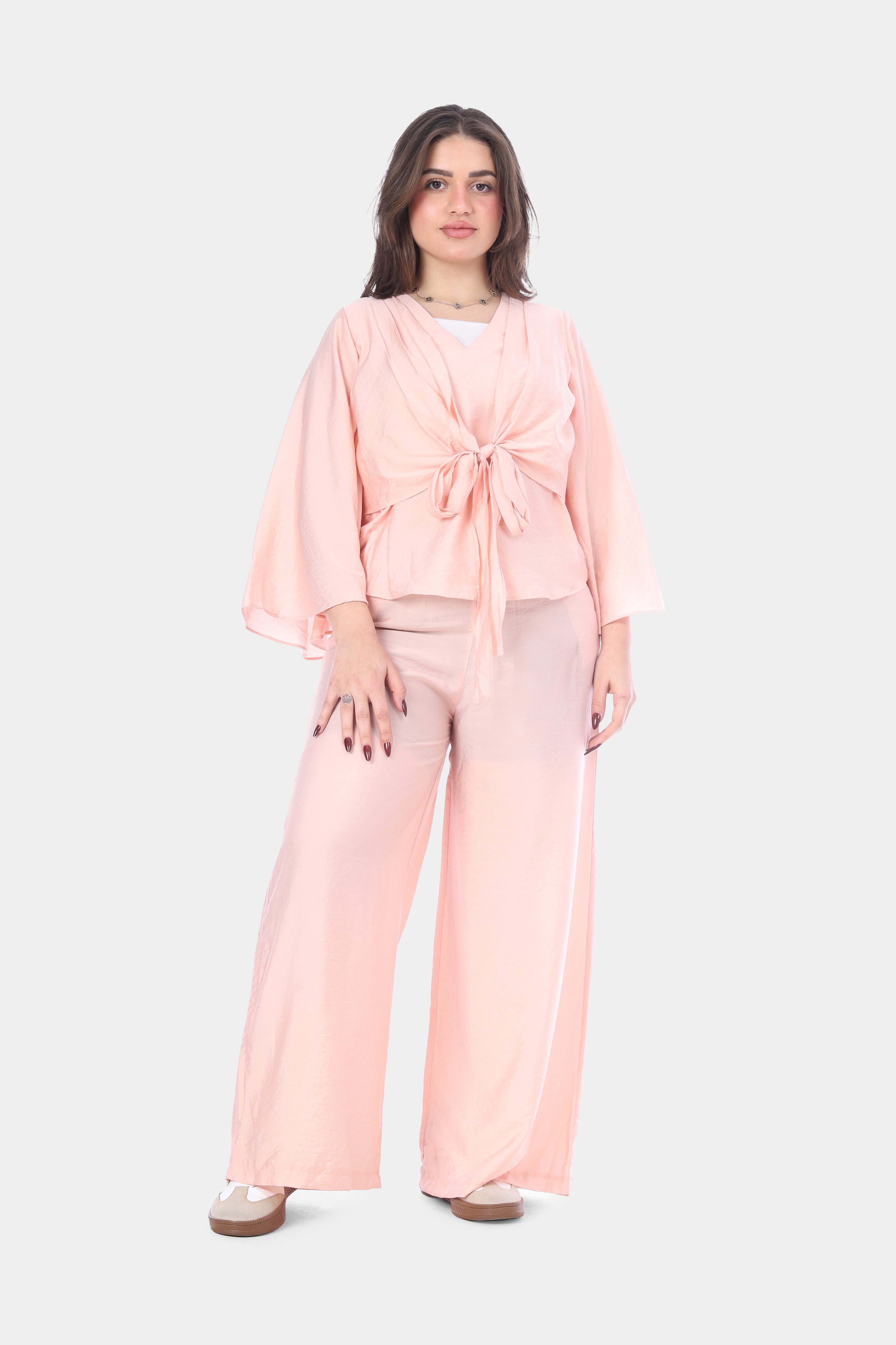 Elegant Wrap Blouse & Wide-Leg Pants Set s1502217/3
