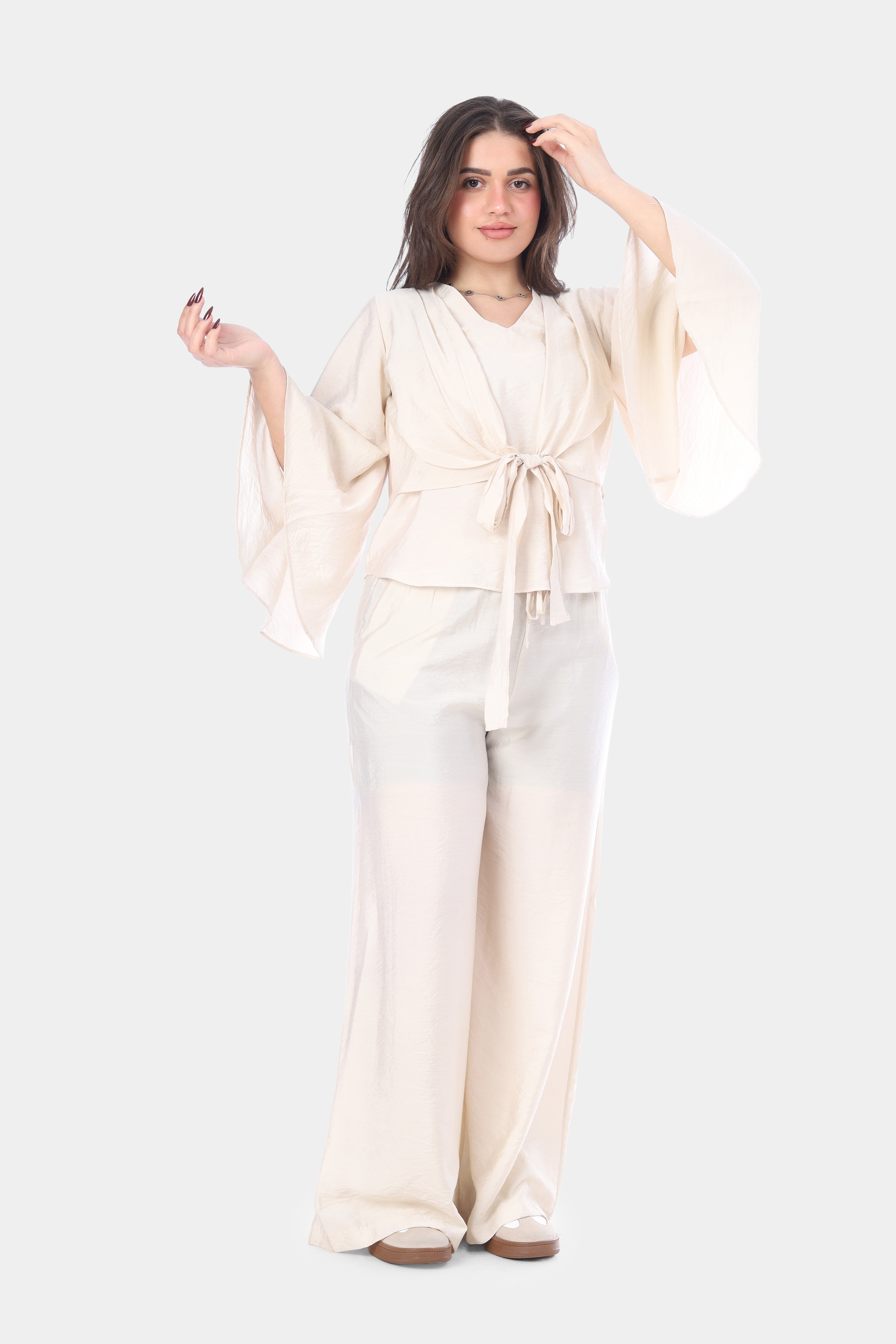 Elegant Wrap Blouse & Wide-Leg Pants Set s1502217/3