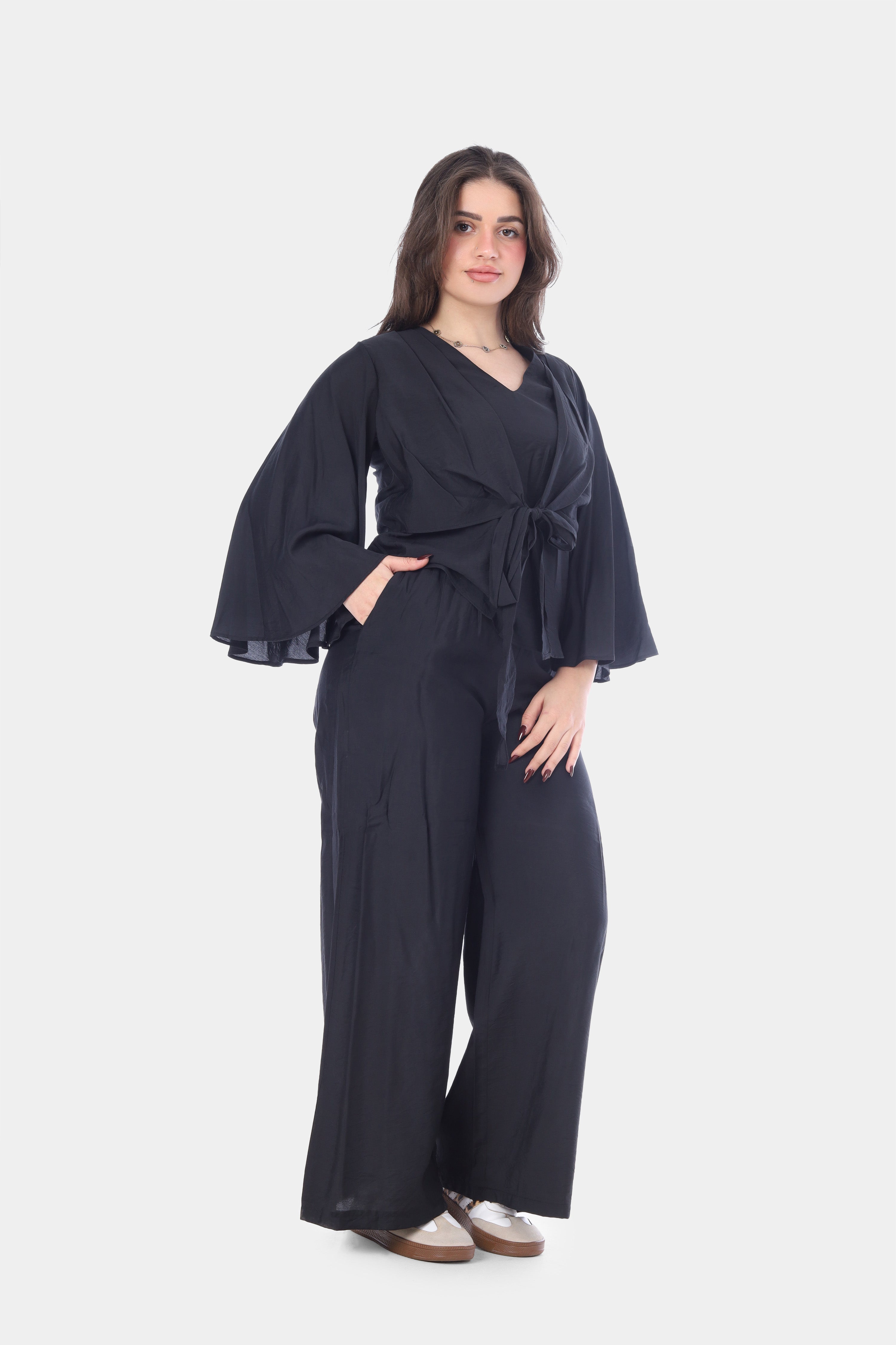 Elegant Wrap Blouse & Wide-Leg Pants Set s1502217/3