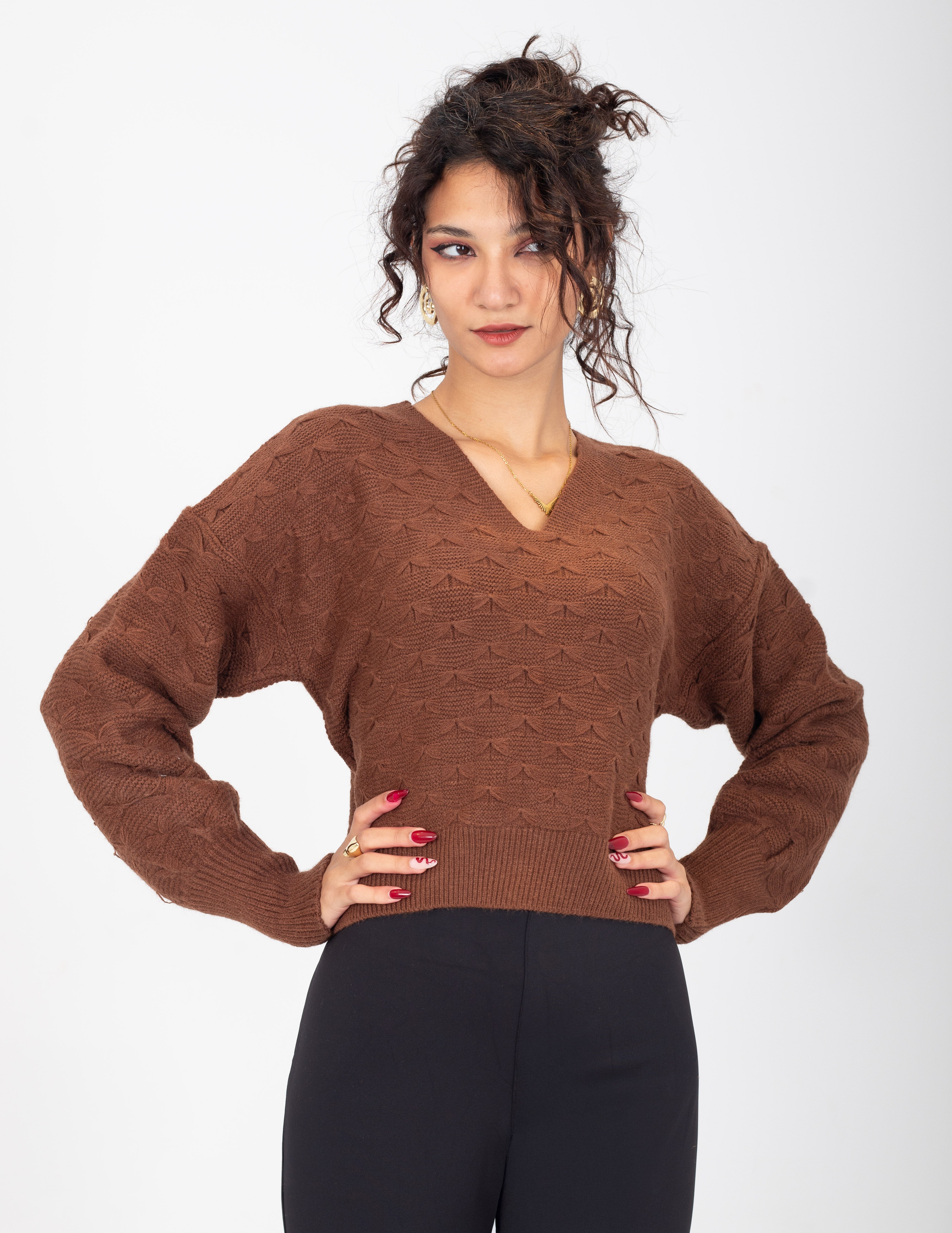 Puff-Sleeve Knit Sweater w16252613