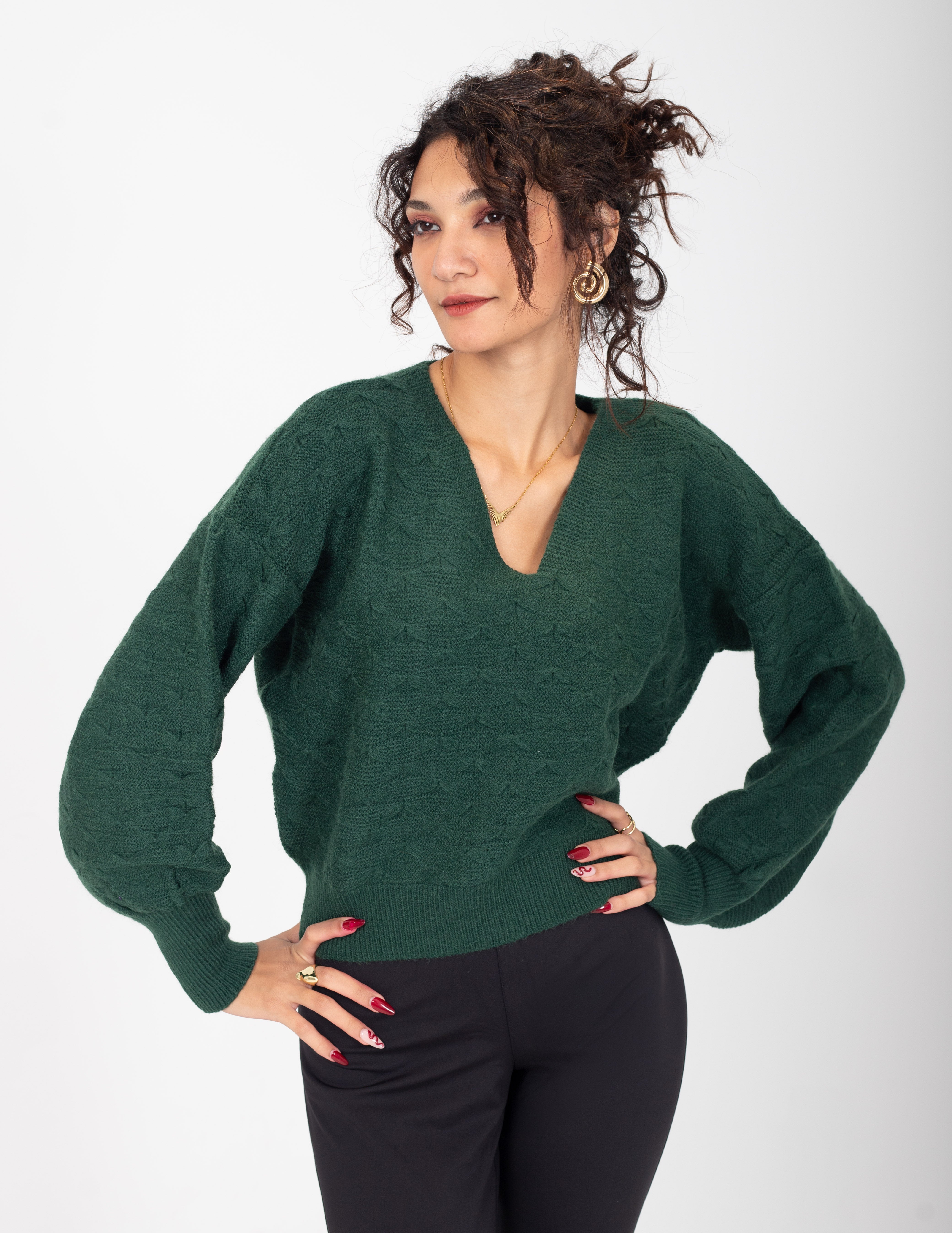 Puff-Sleeve Knit Sweater w16252613