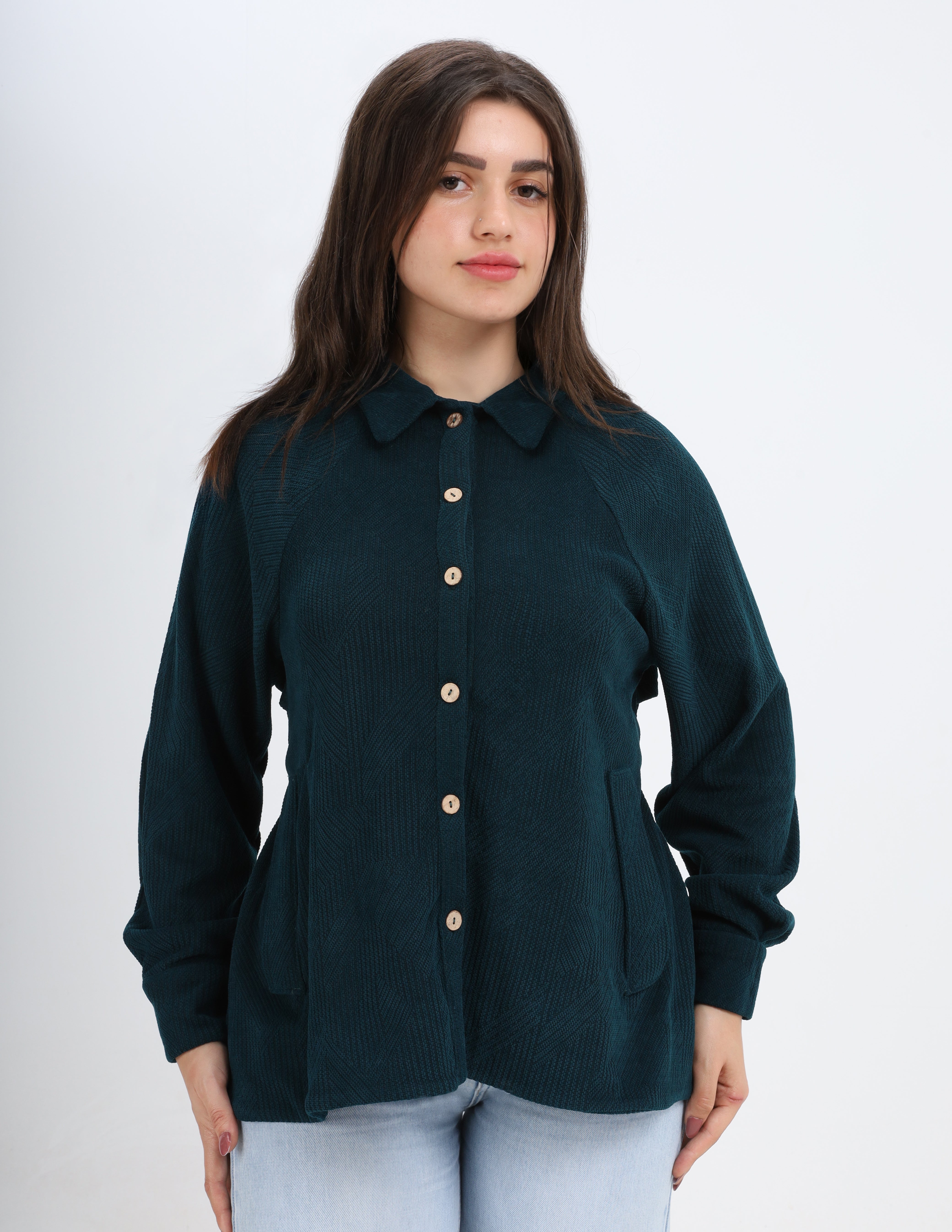 Ribbed Button-Up Knit Shirt w1626195