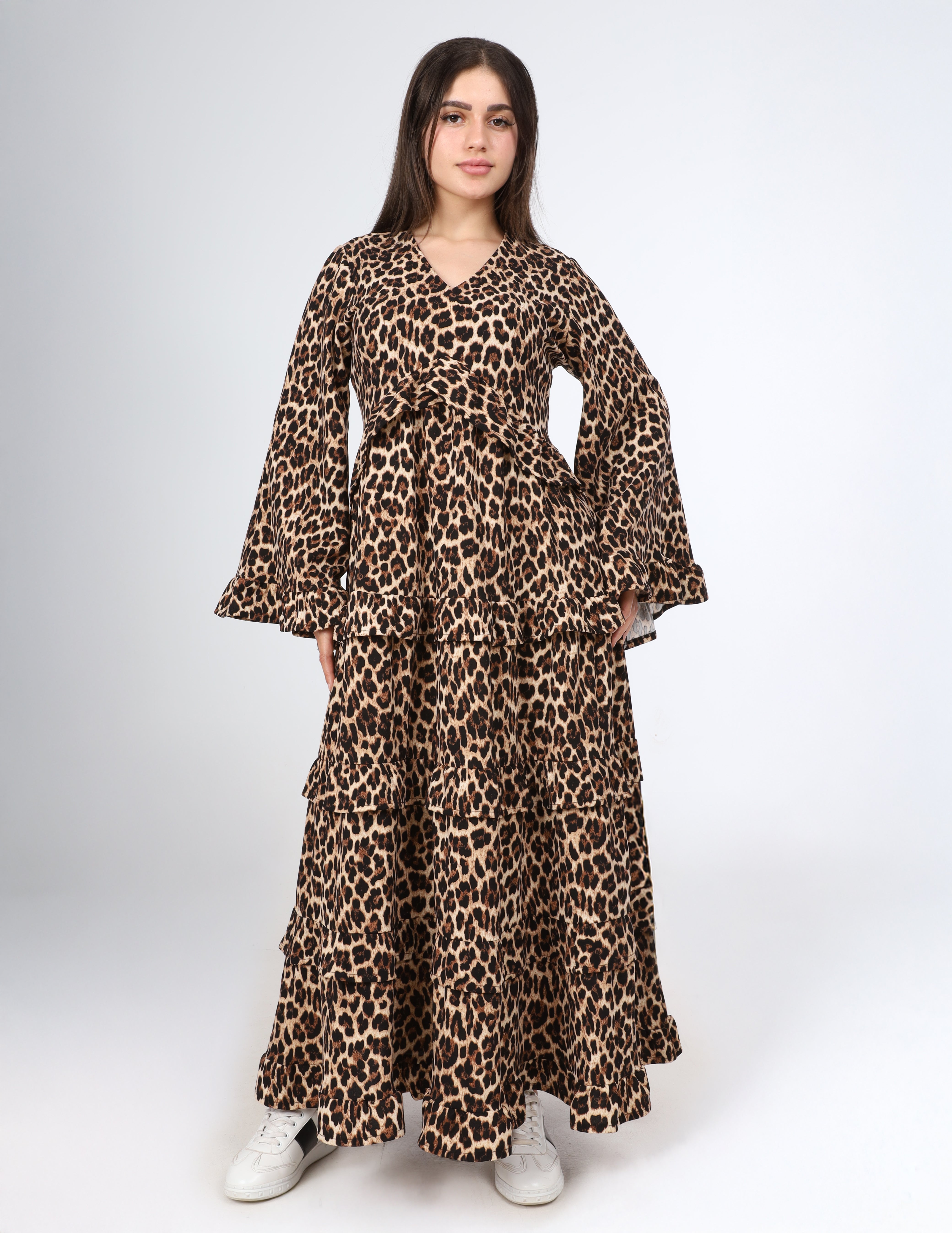 Leopard Print Ruffle Maxi Dress w1634132/1