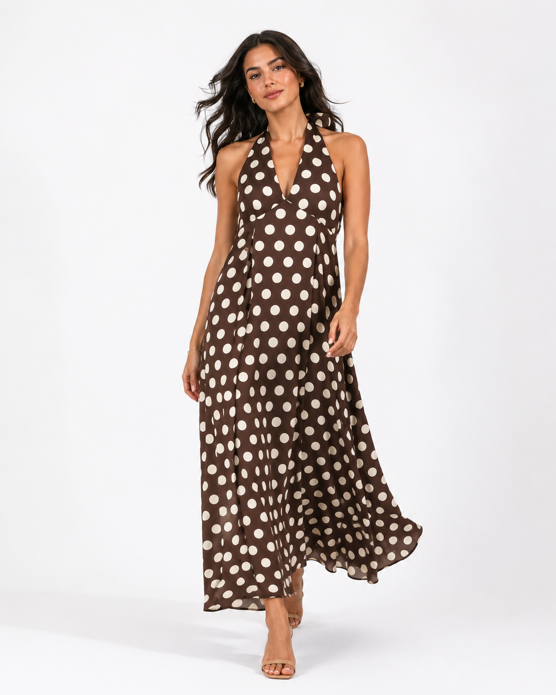 Sleeveless Polka Dot Dress 209210142