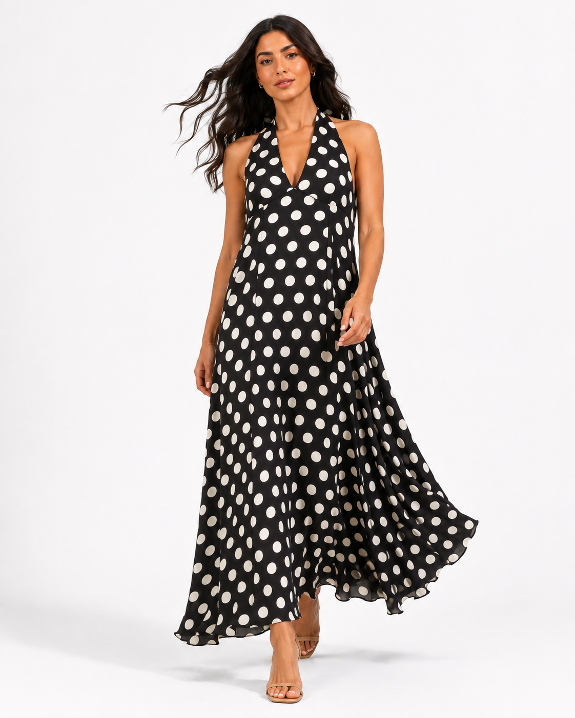 Sleeveless Polka Dot Dress 209210142