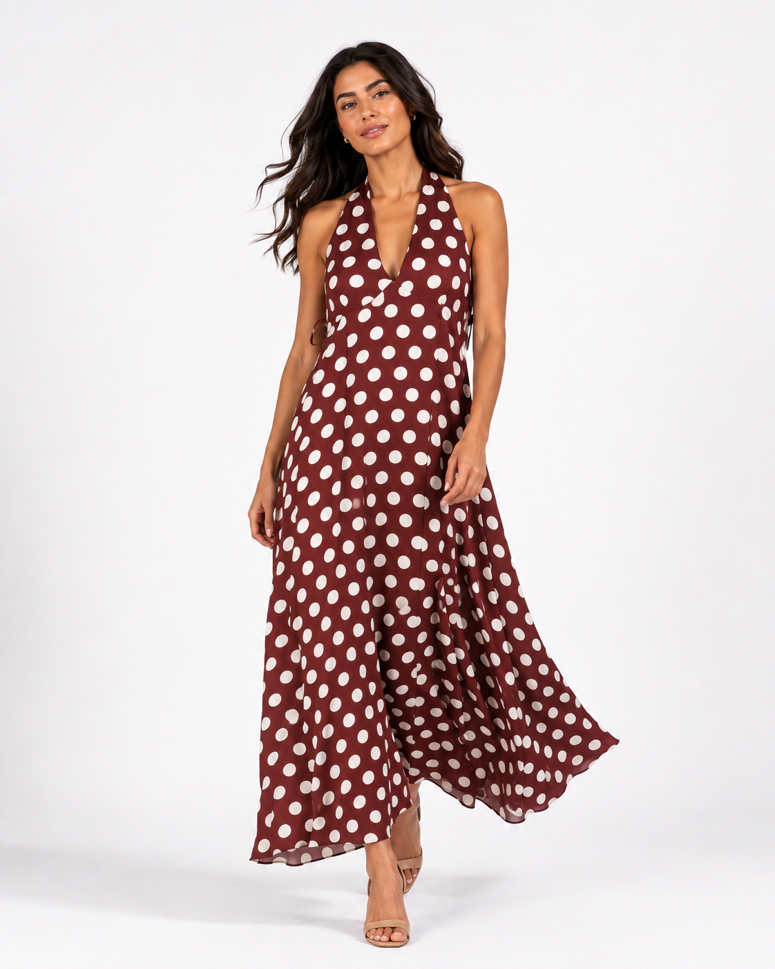 Sleeveless Polka Dot Dress 209210142