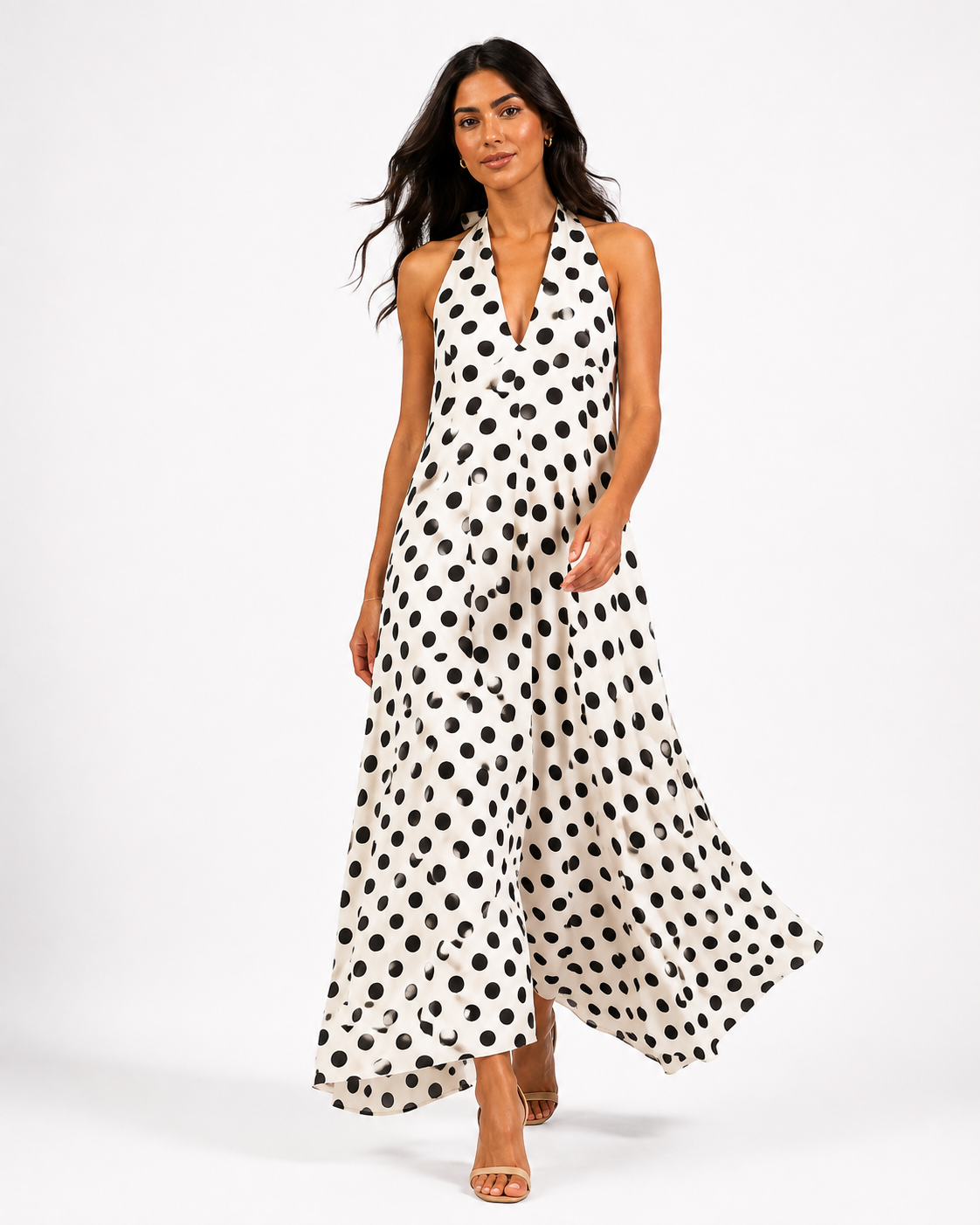Sleeveless Polka Dot Dress 209210142