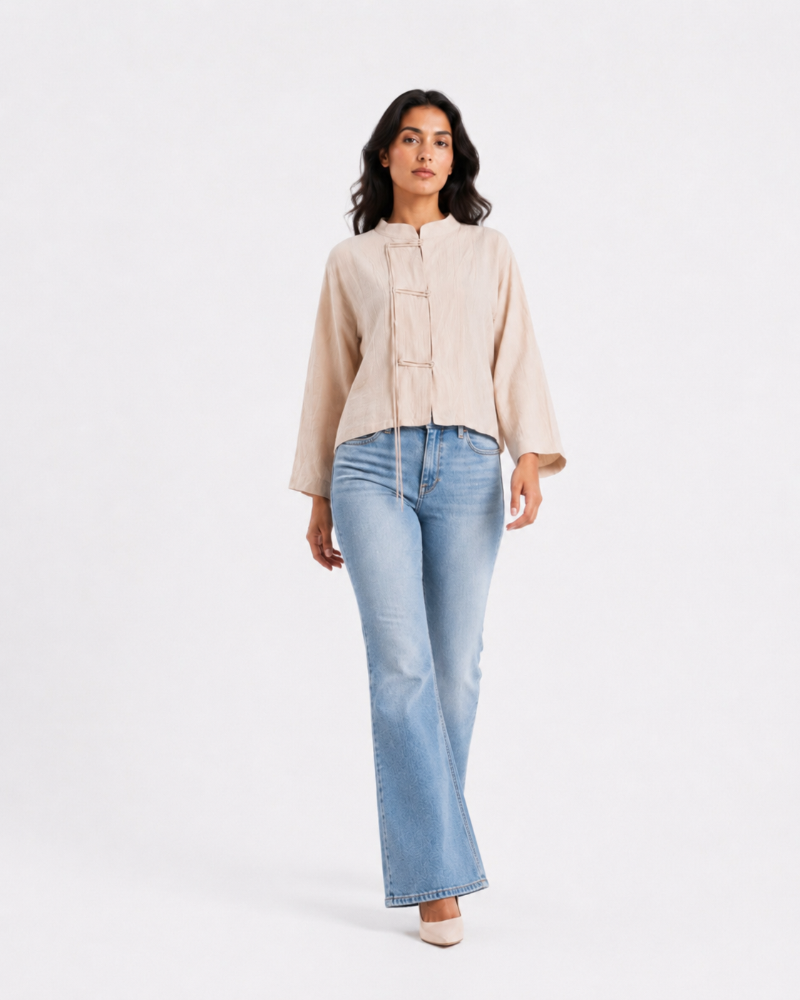 Chinese-Inspired Cropped Button Blouse 2013/220