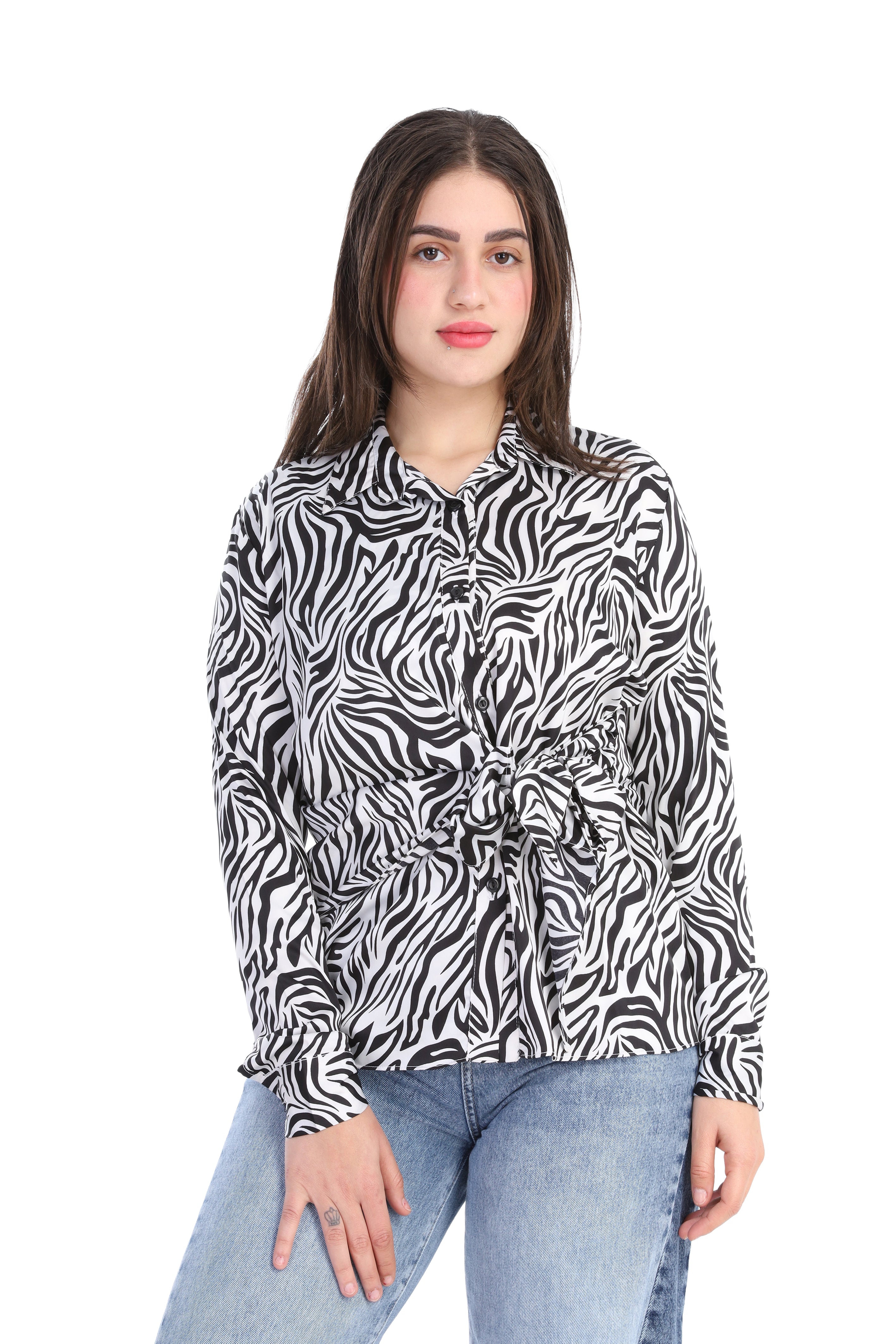 Leopard Print Wrap Shirt s1503662/1