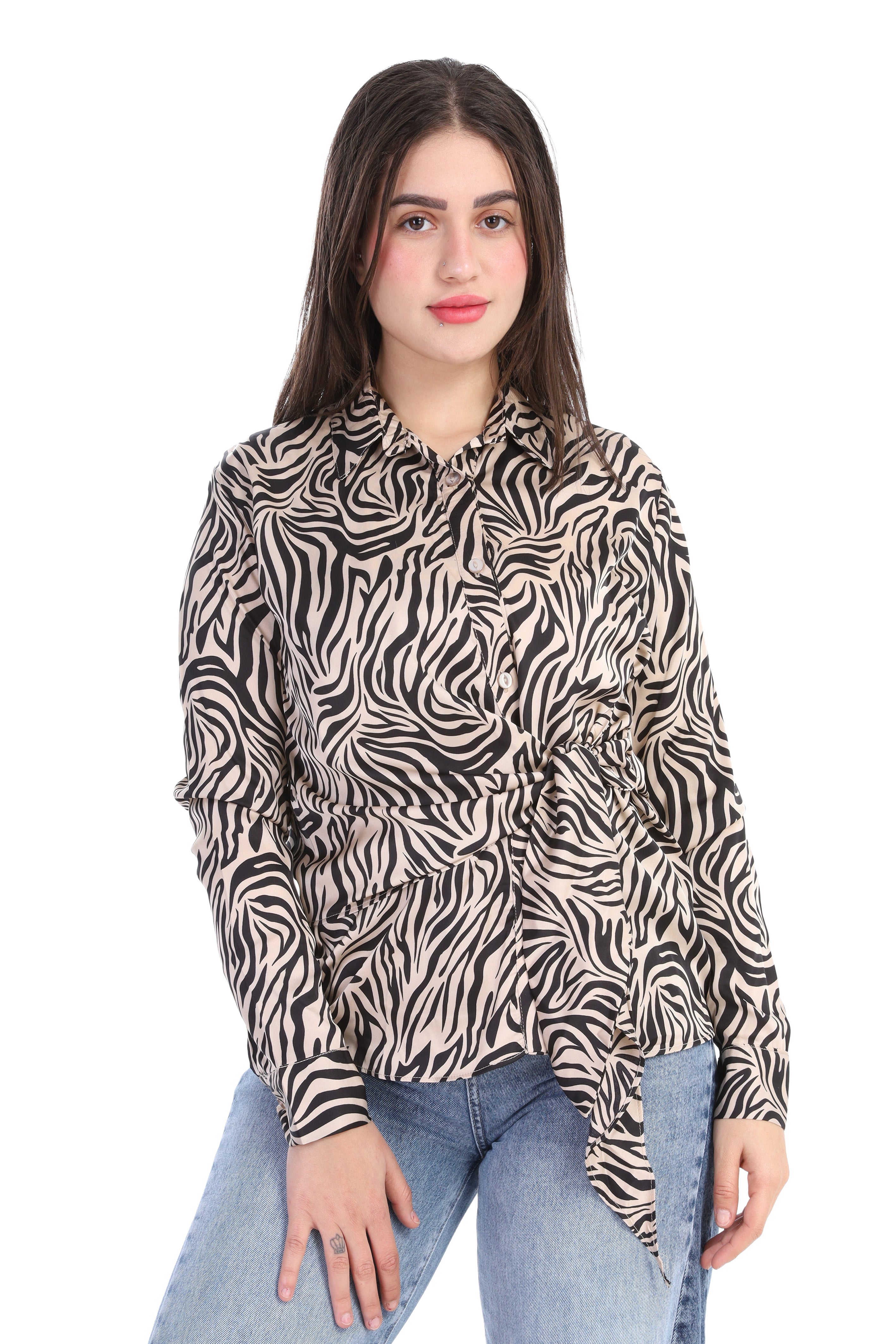 Leopard Print Wrap Shirt s1503662/1