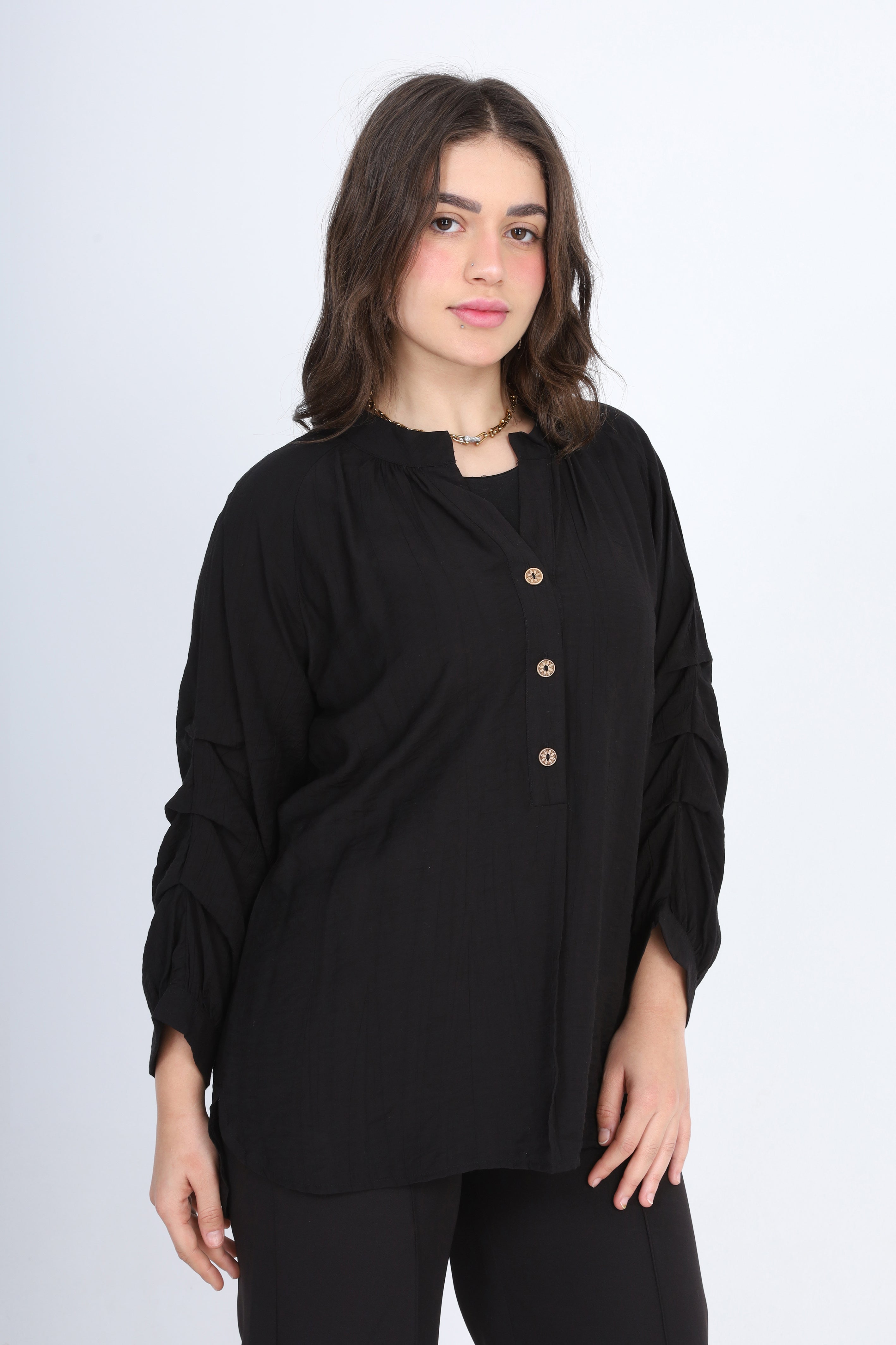 Ruffled Sleeve Blouse with Buttons s1508195