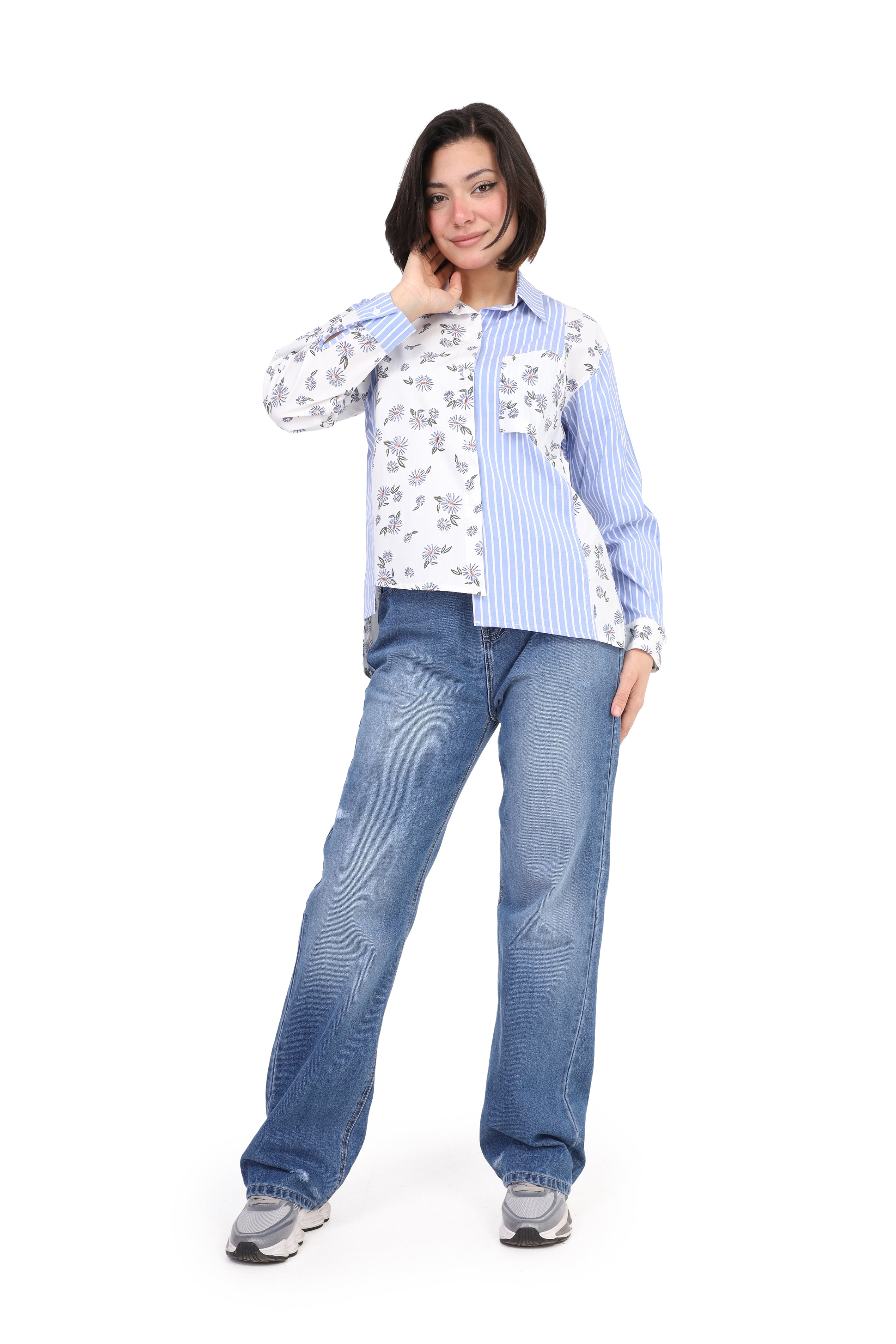 Patchwork Floral & Striped Shirt s1514617